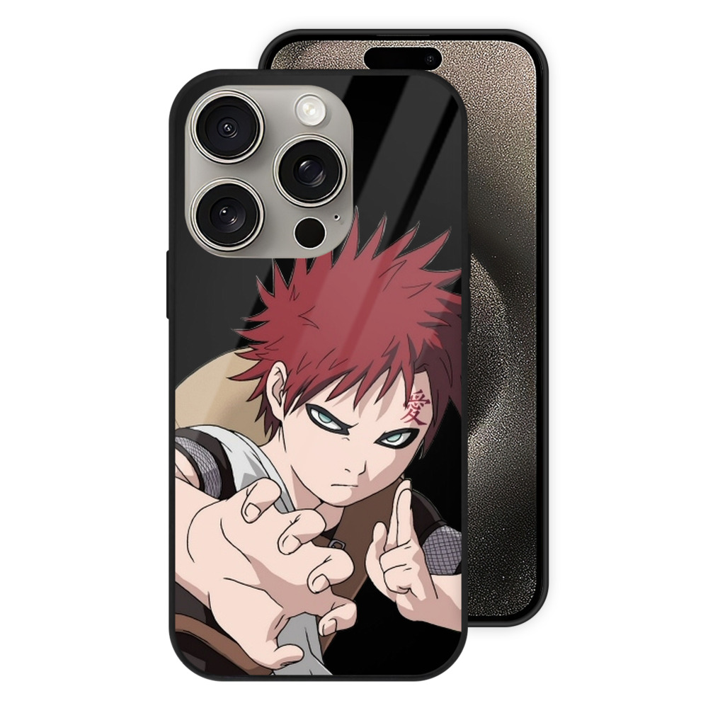 （画像用） NARUTO -ナルト- ガアラ Gaara 【iPhone15Pro対応】スマホケース 耐衝撃＆黄変防止 背面ガラス