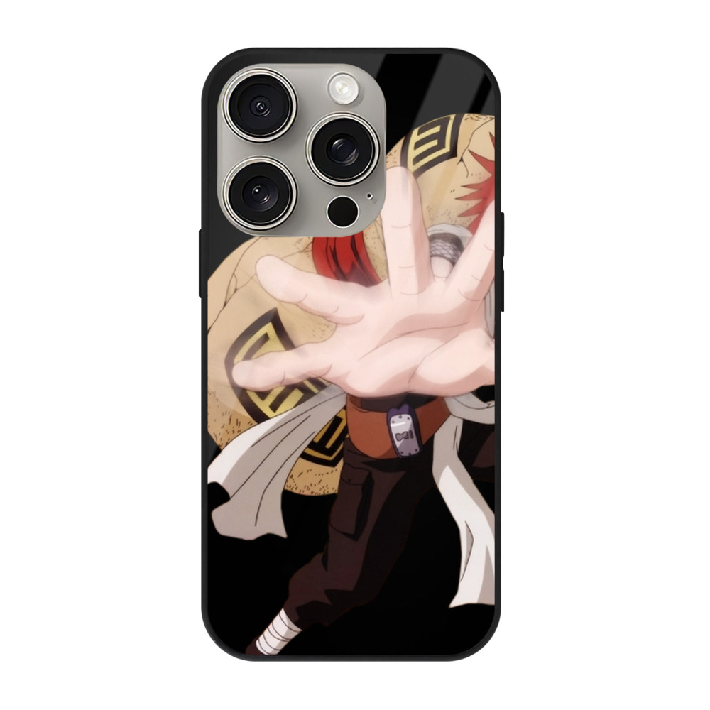（画像用） NARUTO -ナルト- ガアラ Gaara 【iPhone15Pro対応】スマホケース 耐衝撃＆黄変防止 背面ガラス