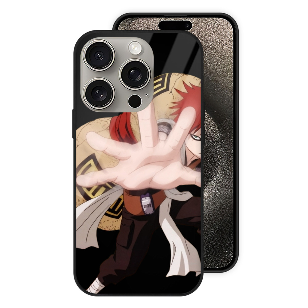 （画像用） NARUTO -ナルト- ガアラ Gaara 【iPhone15Pro対応】スマホケース 耐衝撃＆黄変防止 背面ガラス