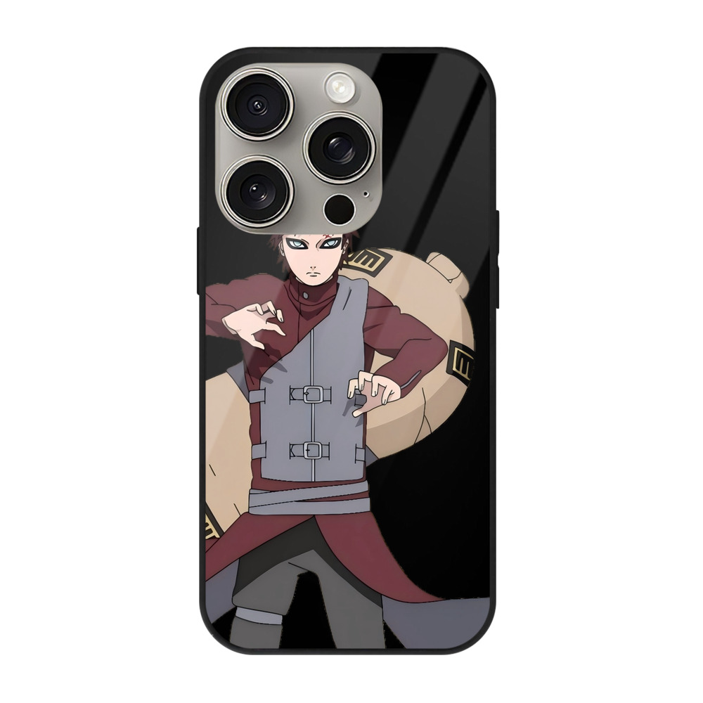 （画像用） NARUTO -ナルト- ガアラ Gaara 【iPhone15Pro対応】スマホケース 耐衝撃＆黄変防止 背面ガラス