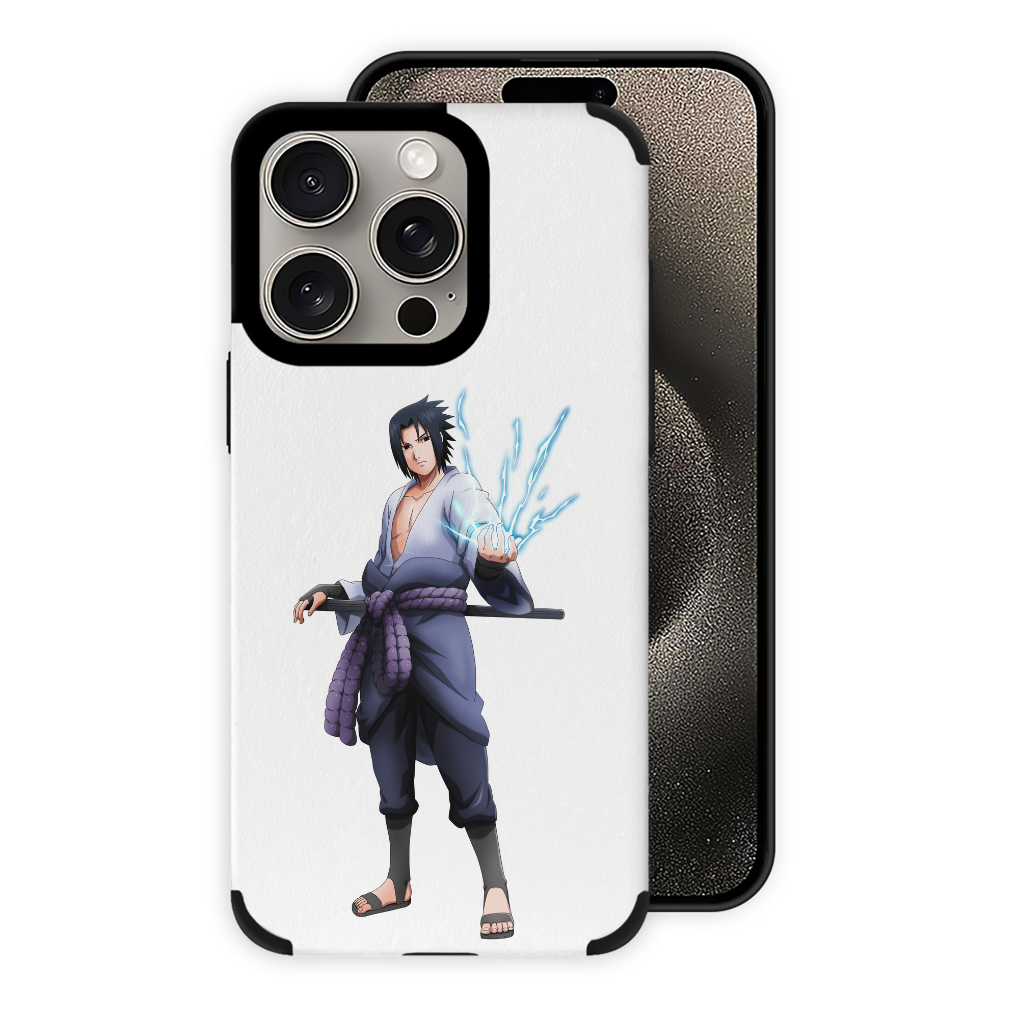 （画像用） NARUTO -ナルト- うちは サスケ Uchiha Sasuke 【iPhone15ProMax対応】 PUレザー スマホケース 耐衝撃＆黄変防止