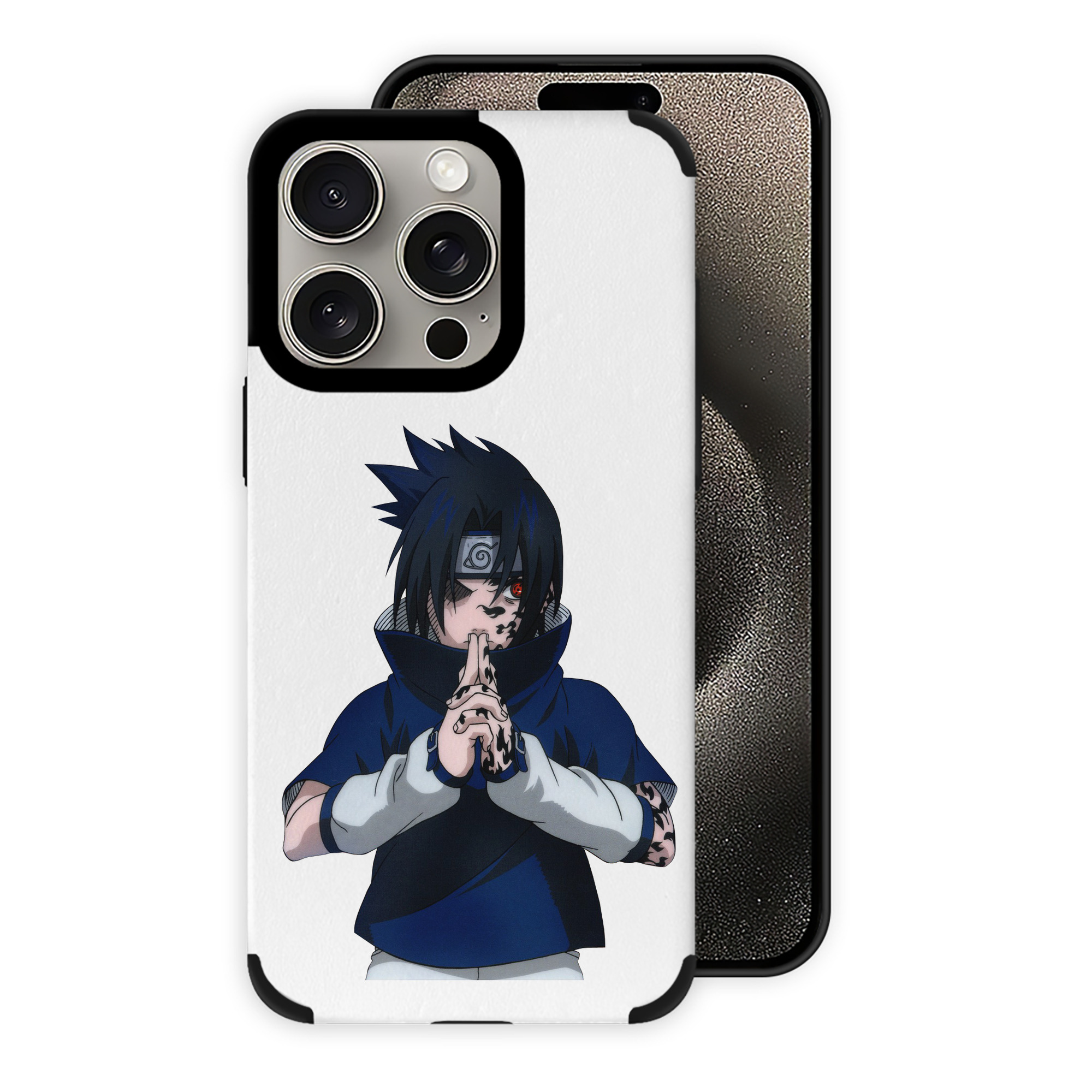（画像用） NARUTO -ナルト- うちは サスケ Uchiha Sasuke 【iPhone15ProMax対応】 PUレザー スマホケース 耐衝撃＆黄変防止
