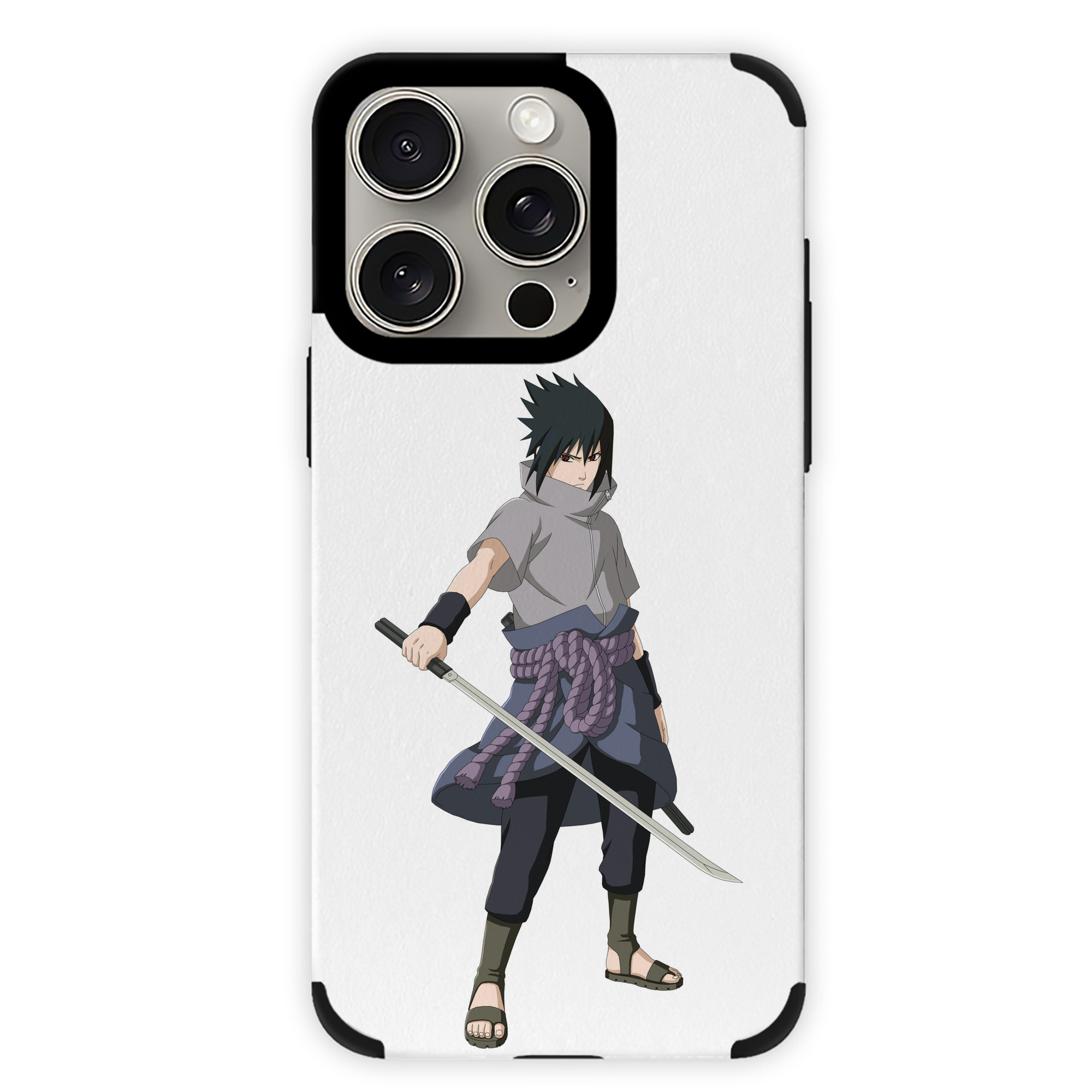 （画像用） NARUTO -ナルト- うちは サスケ Uchiha Sasuke 【iPhone15ProMax対応】 PUレザー スマホケース 耐衝撃＆黄変防止