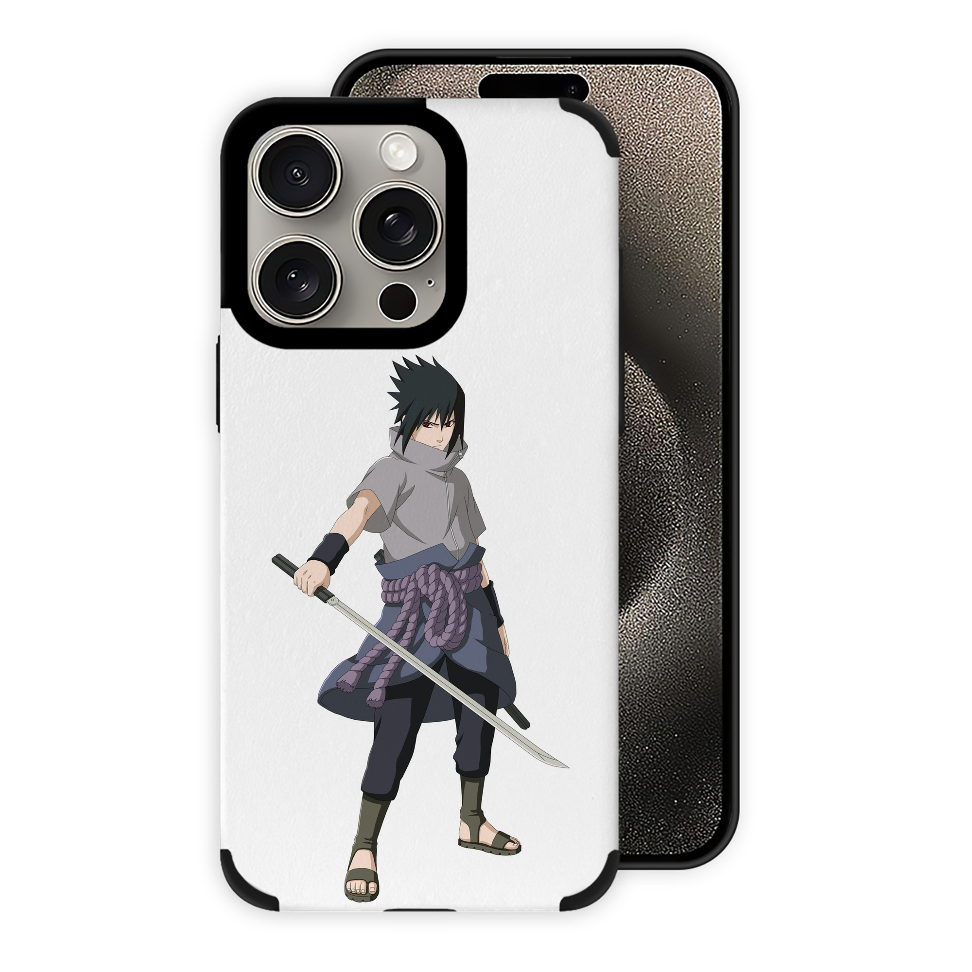 （画像用） NARUTO -ナルト- うちは サスケ Uchiha Sasuke 【iPhone15ProMax対応】 PUレザー スマホケース 耐衝撃＆黄変防止