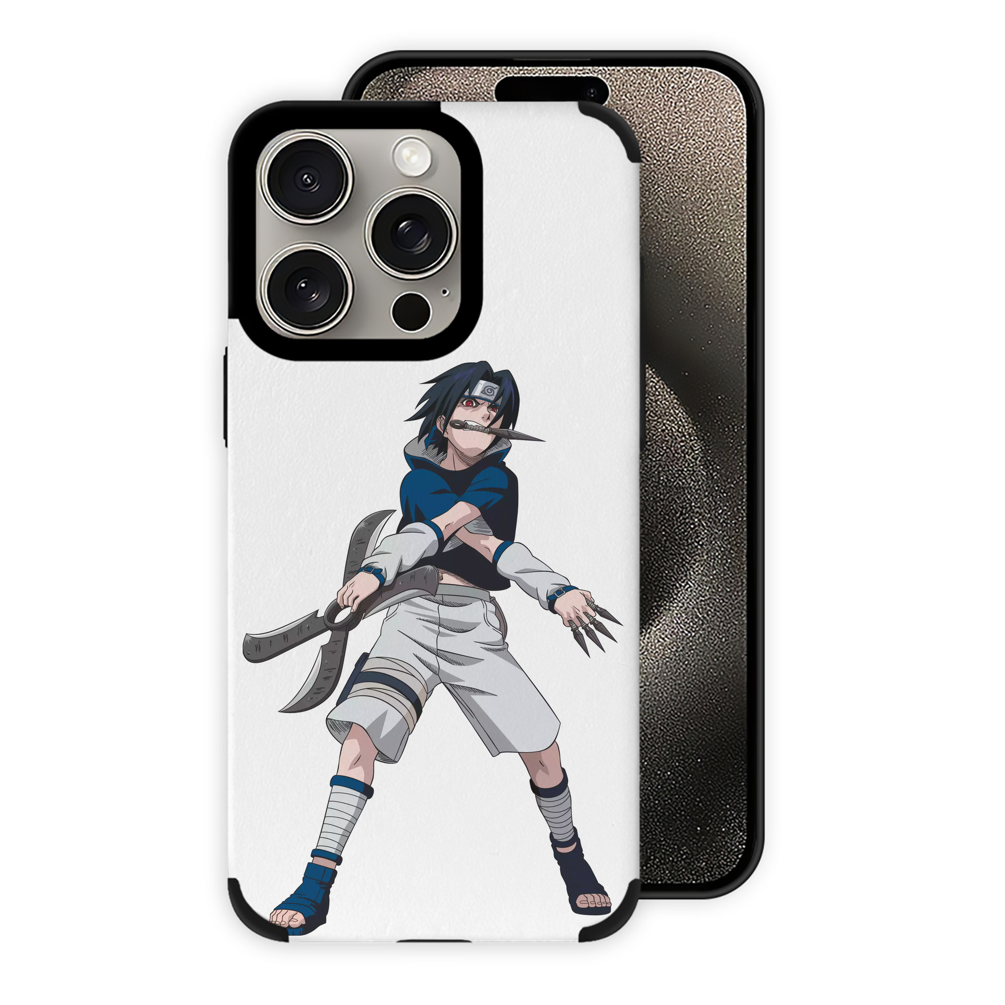 （画像用） NARUTO -ナルト- うちは サスケ Uchiha Sasuke 【iPhone15ProMax対応】 PUレザー スマホケース 耐衝撃＆黄変防止