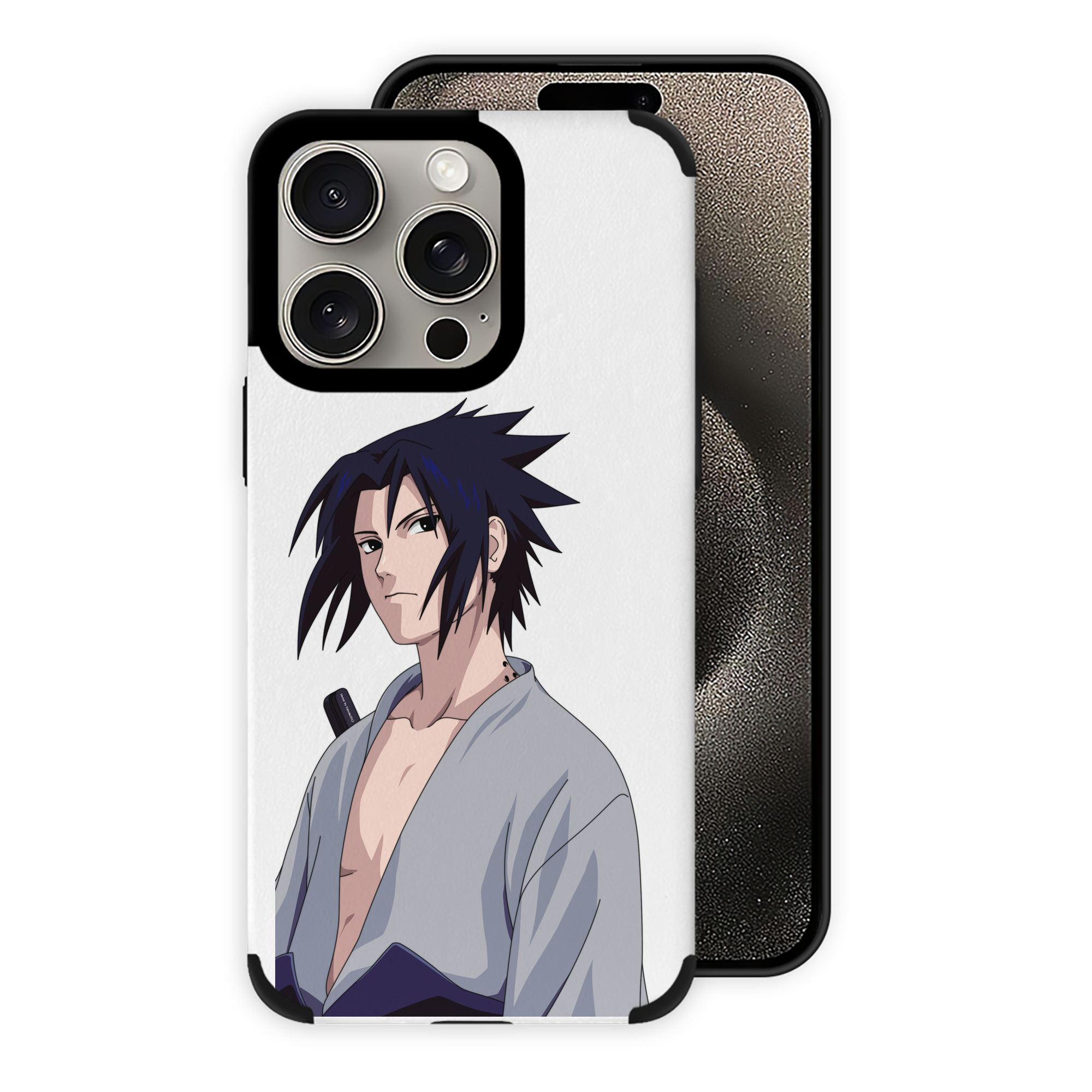 （画像用） NARUTO -ナルト- うちは サスケ Uchiha Sasuke 【iPhone15ProMax対応】 PUレザー スマホケース 耐衝撃＆黄変防止