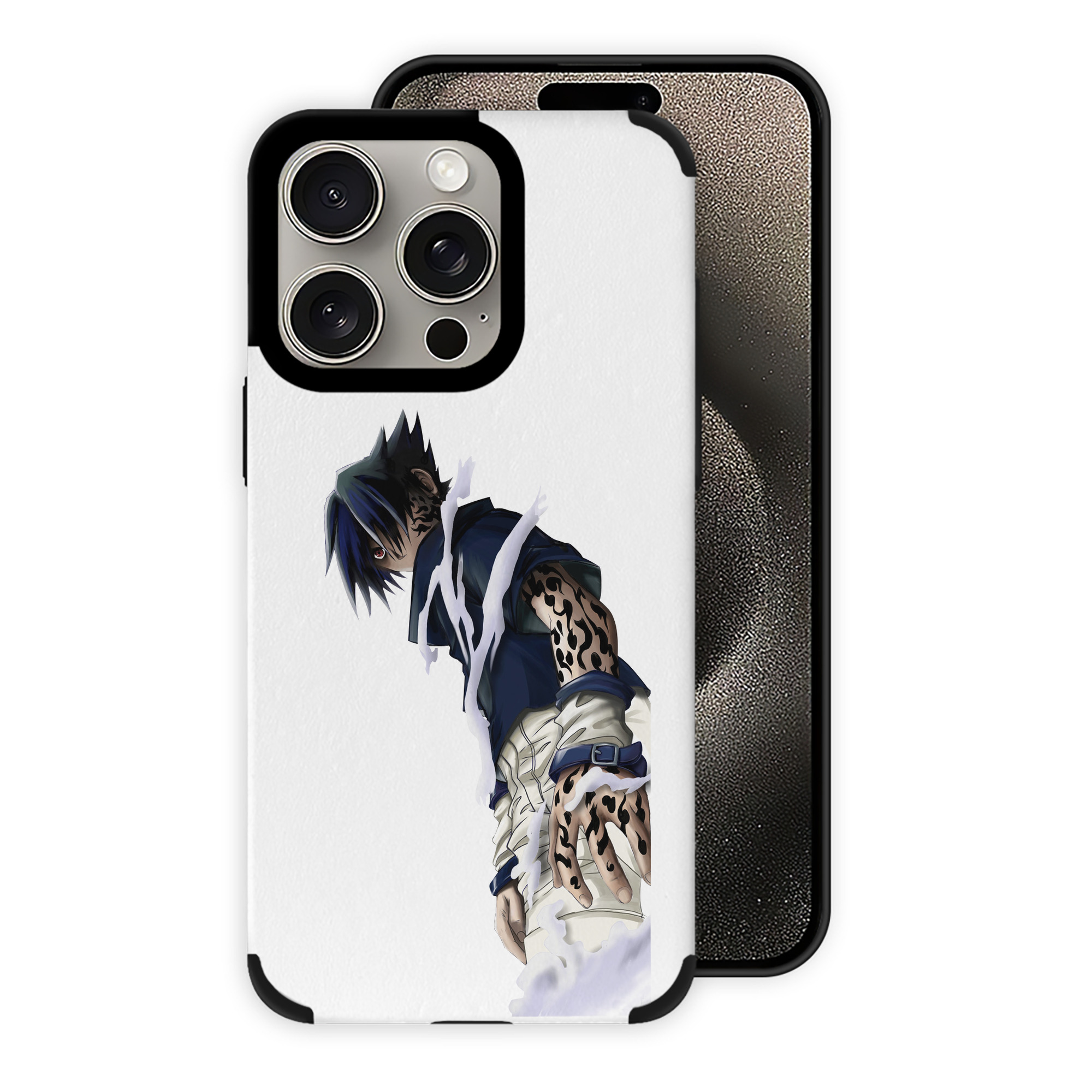 （画像用） NARUTO -ナルト- うちは サスケ Uchiha Sasuke 【iPhone15ProMax対応】 PUレザー スマホケース 耐衝撃＆黄変防止