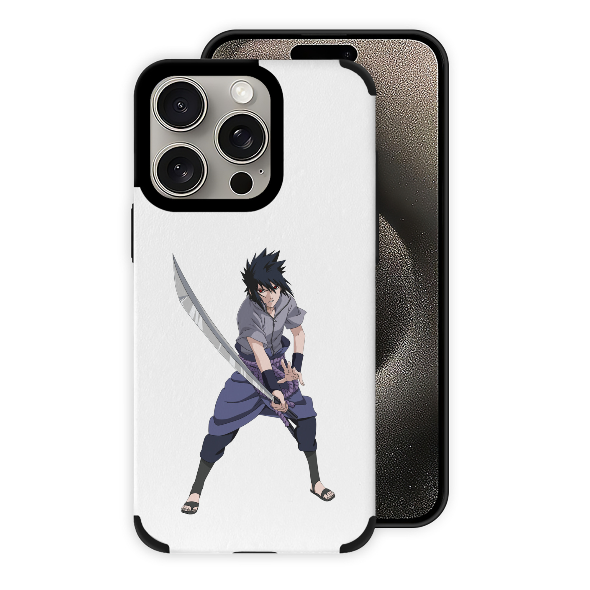 （画像用） NARUTO -ナルト- うちは サスケ Uchiha Sasuke 【iPhone15ProMax対応】 PUレザー スマホケース 耐衝撃＆黄変防止