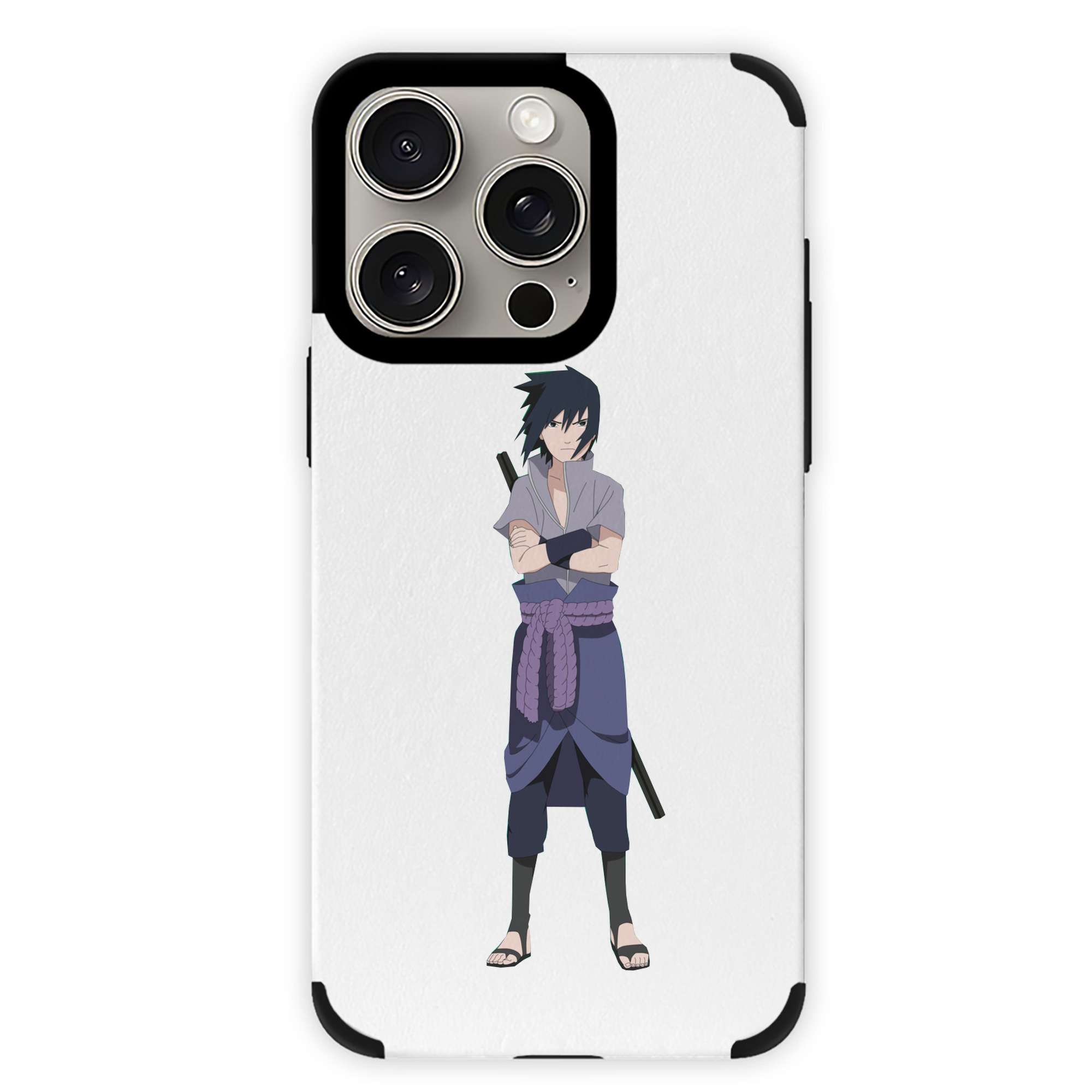 （画像用） NARUTO -ナルト- うちは サスケ Uchiha Sasuke 【iPhone15ProMax対応】 PUレザー スマホケース 耐衝撃＆黄変防止