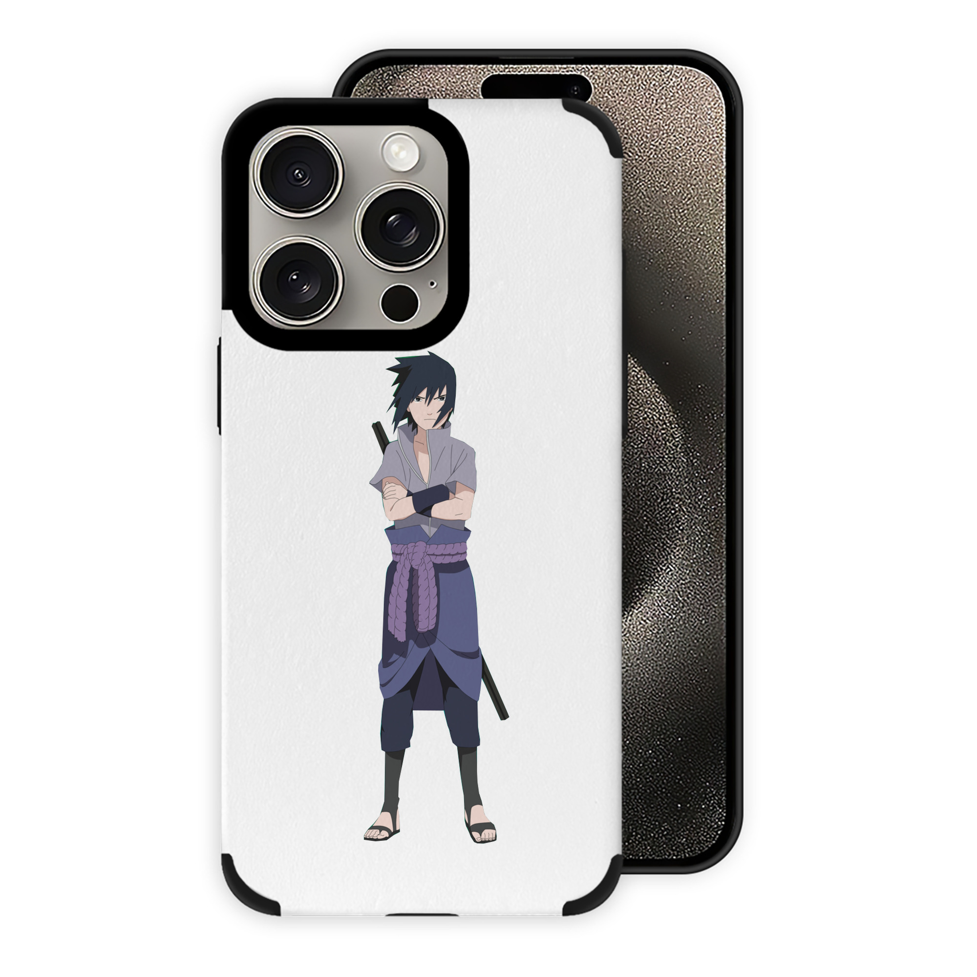 （画像用） NARUTO -ナルト- うちは サスケ Uchiha Sasuke 【iPhone15ProMax対応】 PUレザー スマホケース 耐衝撃＆黄変防止
