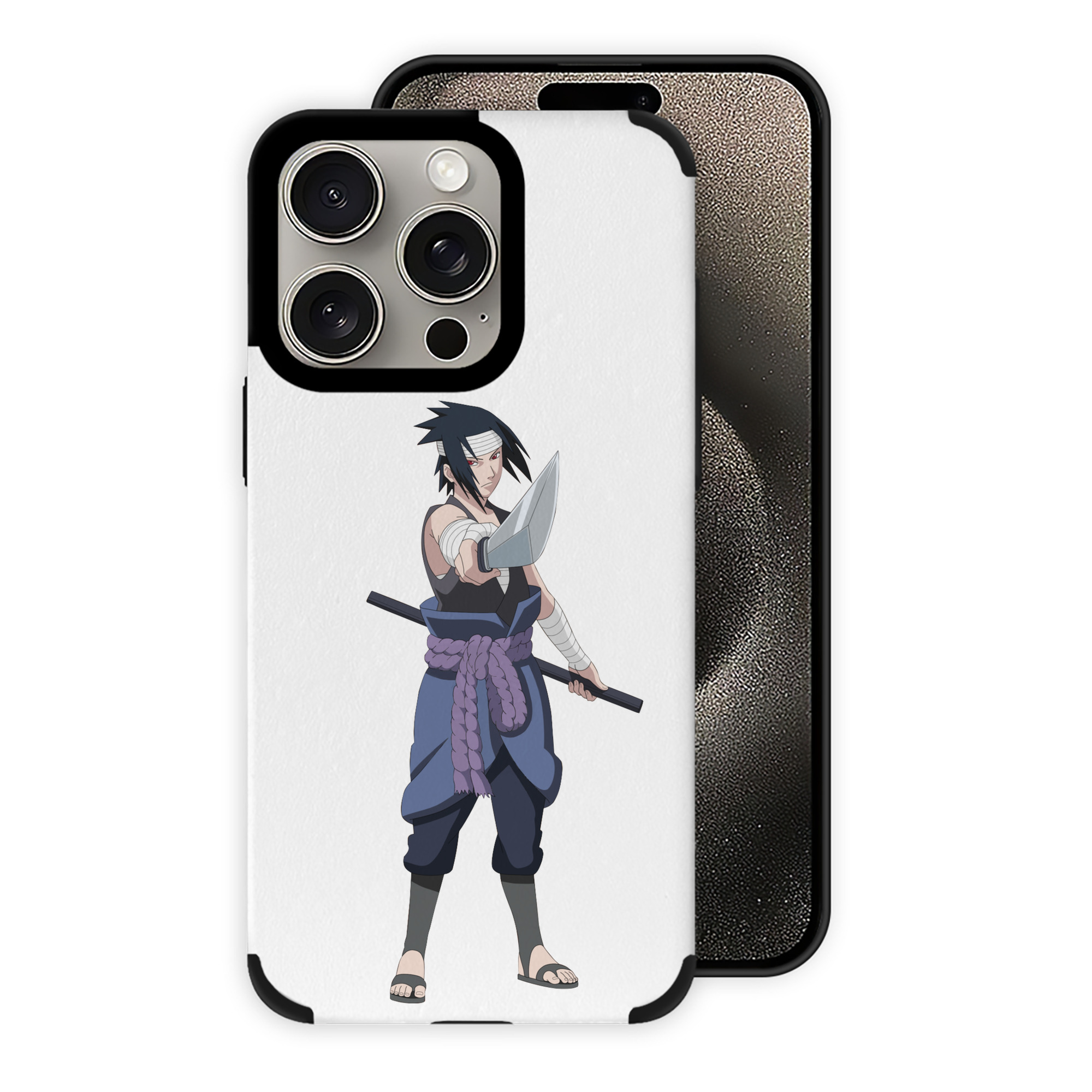 （画像用） NARUTO -ナルト- うちは サスケ Uchiha Sasuke 【iPhone15ProMax対応】 PUレザー スマホケース 耐衝撃＆黄変防止
