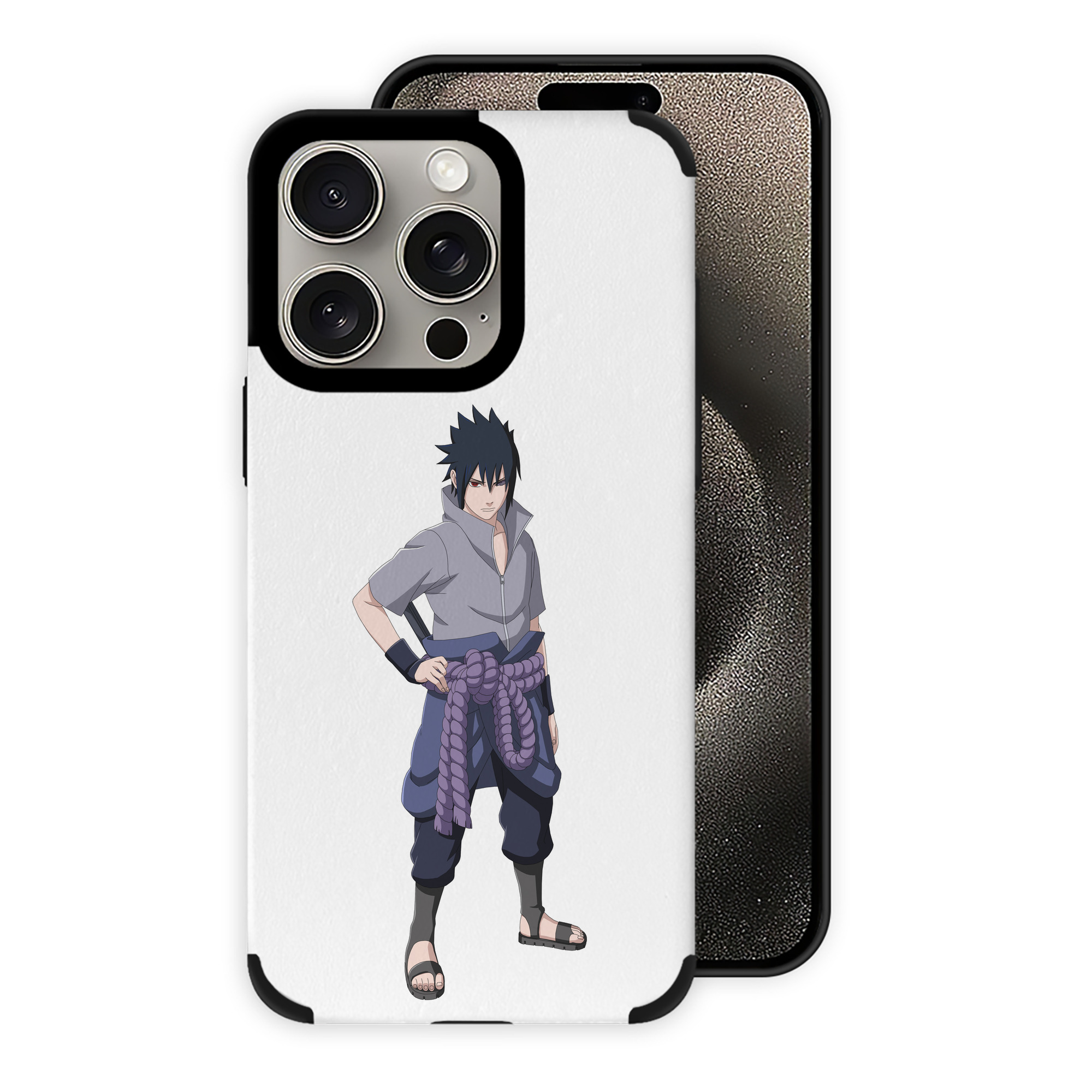 （画像用） NARUTO -ナルト- うちは サスケ Uchiha Sasuke 【iPhone15ProMax対応】 PUレザー スマホケース 耐衝撃＆黄変防止