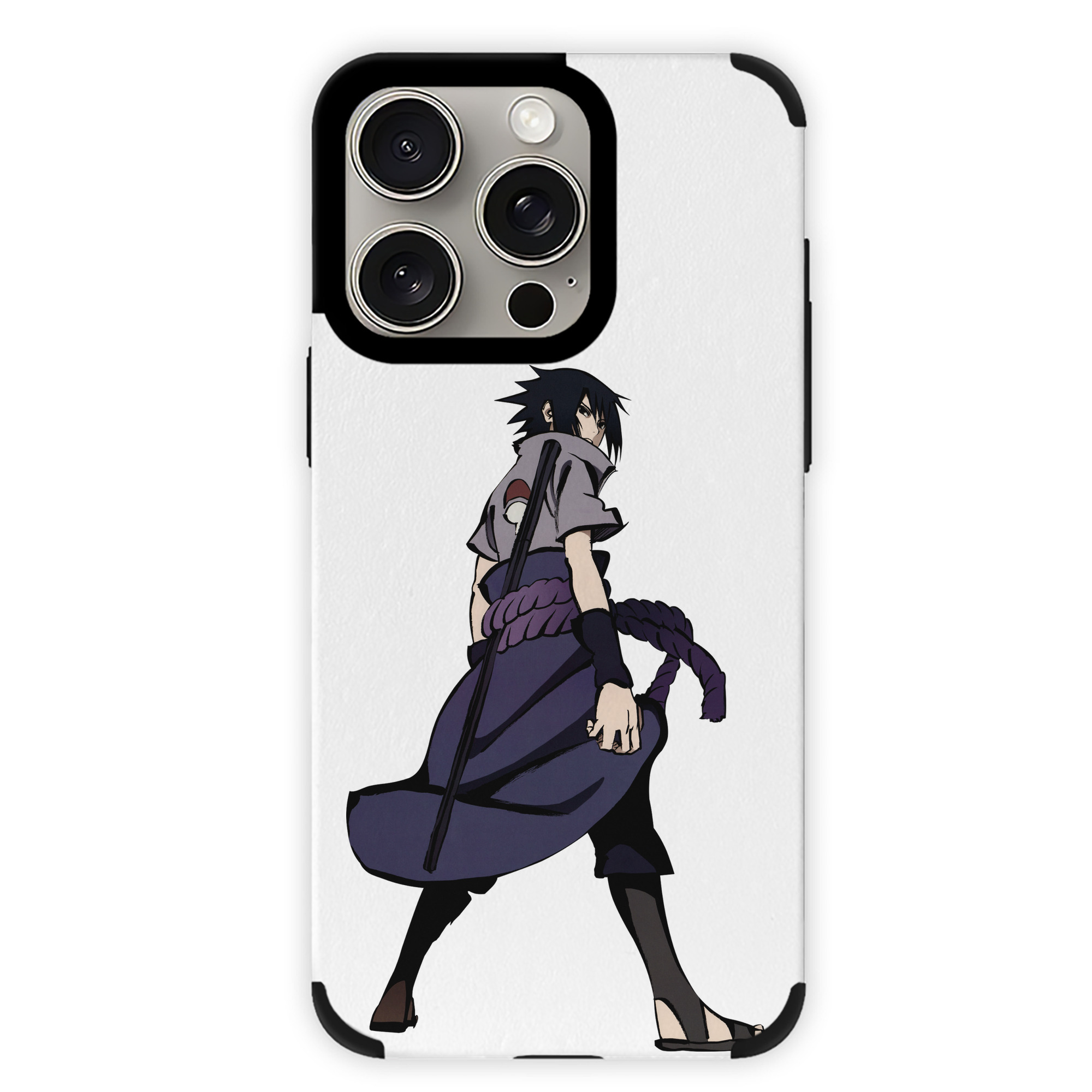 （画像用） NARUTO -ナルト- うちは サスケ Uchiha Sasuke 【iPhone15ProMax対応】 PUレザー スマホケース 耐衝撃＆黄変防止