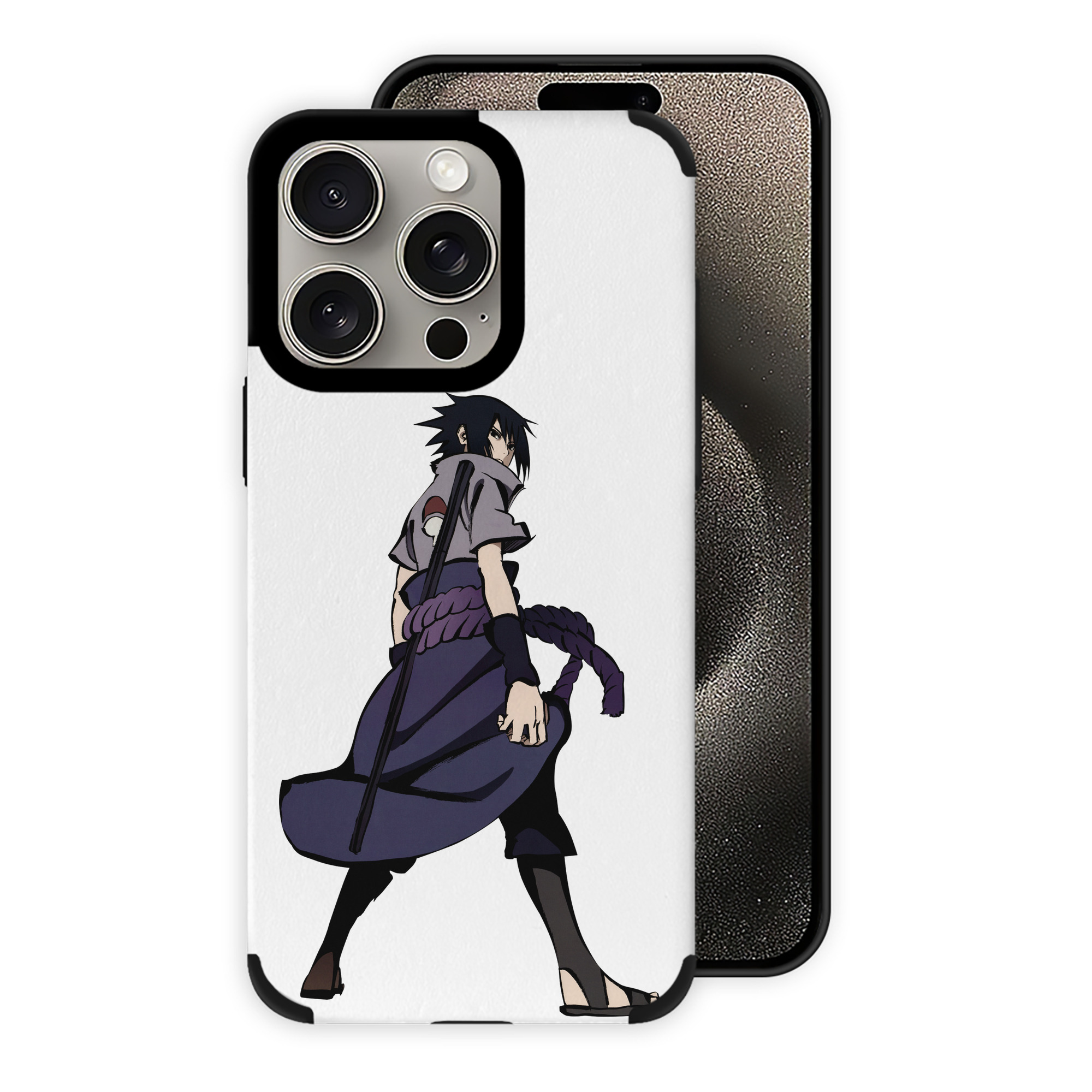 （画像用） NARUTO -ナルト- うちは サスケ Uchiha Sasuke 【iPhone15ProMax対応】 PUレザー スマホケース 耐衝撃＆黄変防止