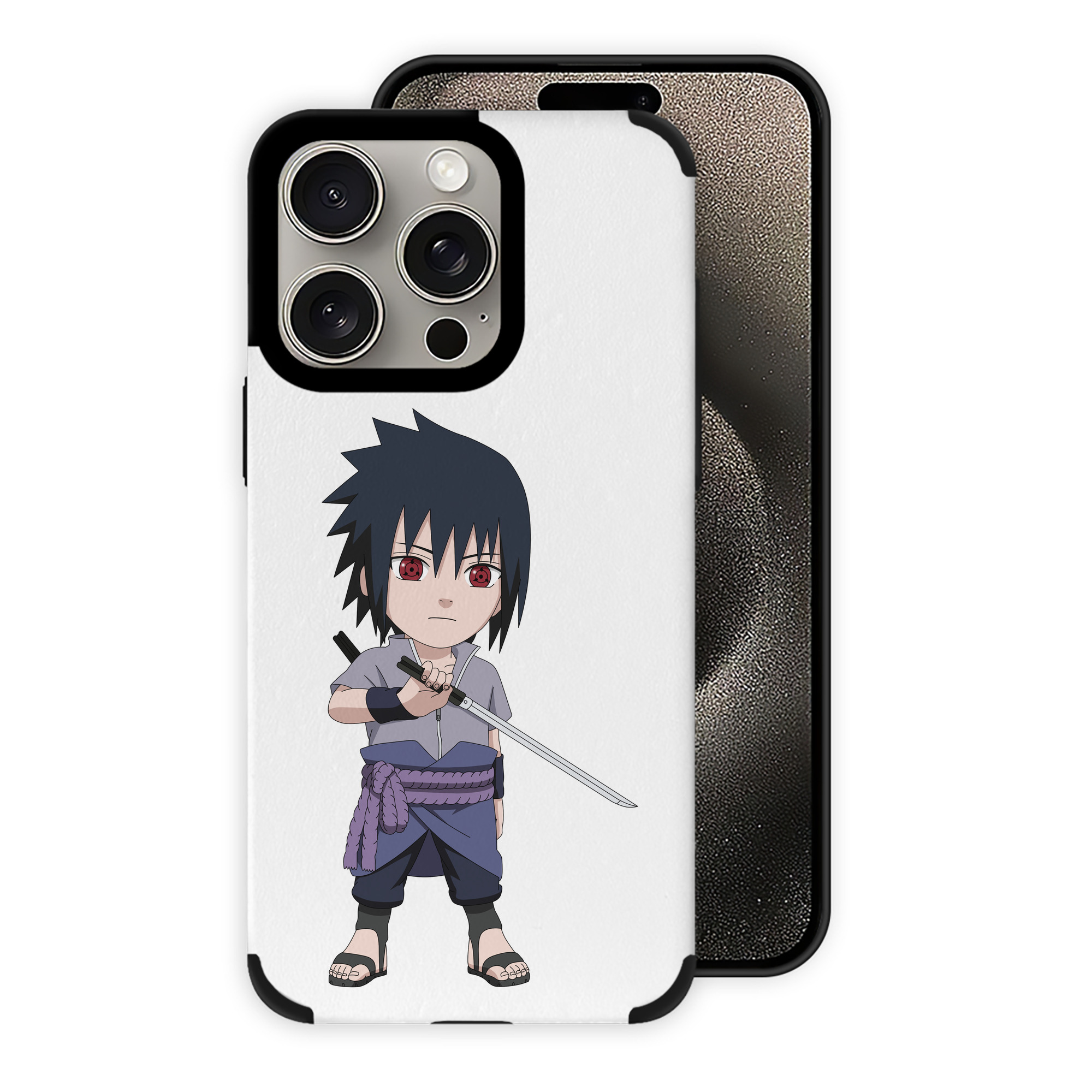 （画像用） NARUTO -ナルト- うちは サスケ Uchiha Sasuke 【iPhone15ProMax対応】 PUレザー スマホケース 耐衝撃＆黄変防止