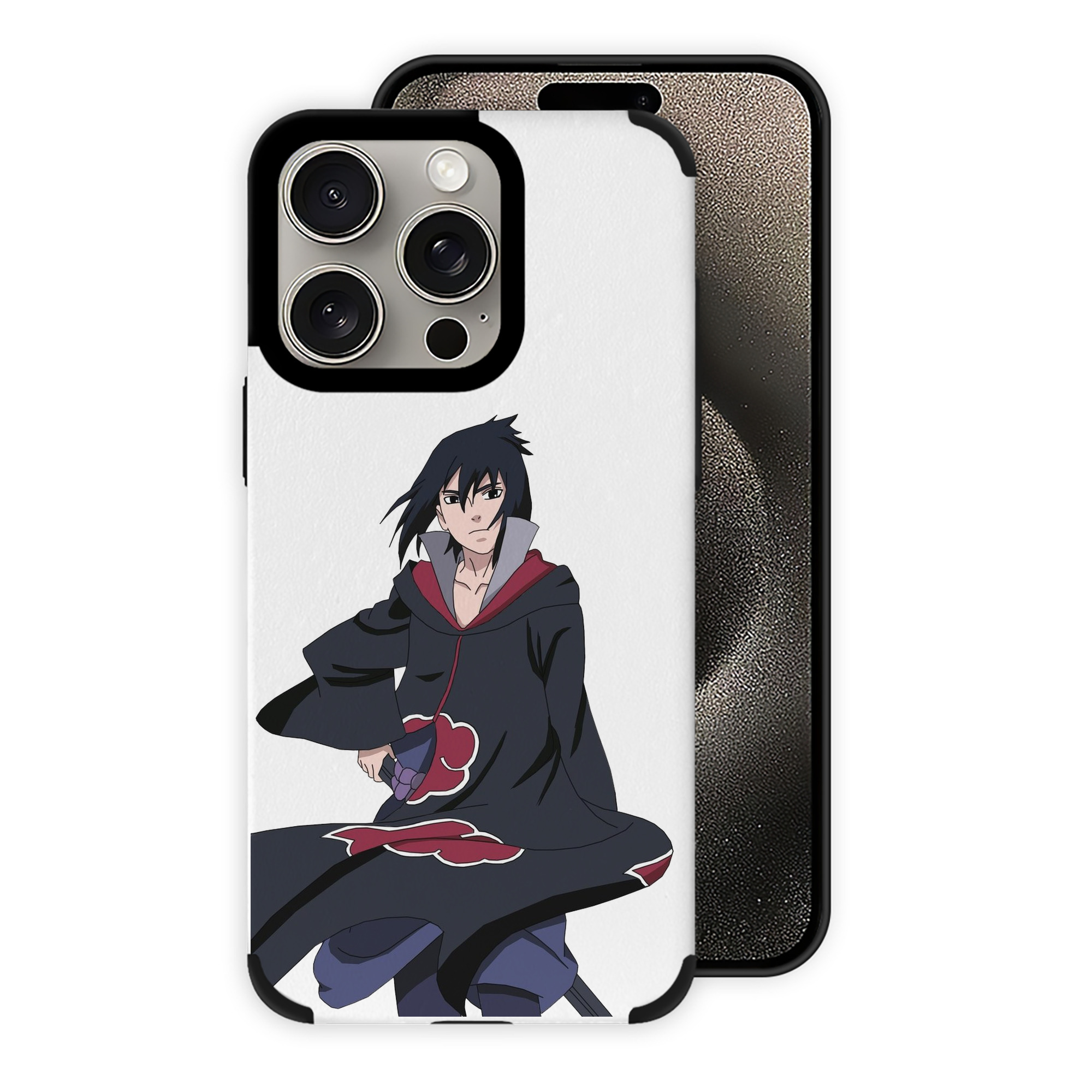 （画像用） NARUTO -ナルト- うちは サスケ Uchiha Sasuke 【iPhone15ProMax対応】 PUレザー スマホケース 耐衝撃＆黄変防止