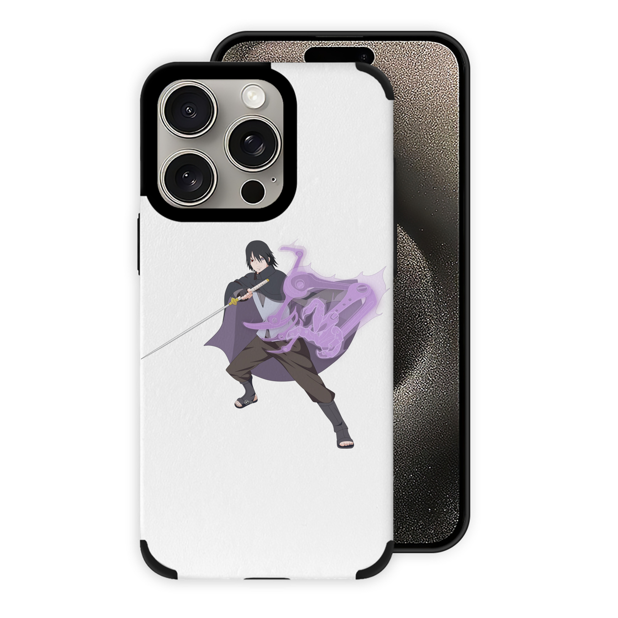 （画像用） NARUTO -ナルト- うちは サスケ Uchiha Sasuke 【iPhone15ProMax対応】 PUレザー スマホケース 耐衝撃＆黄変防止