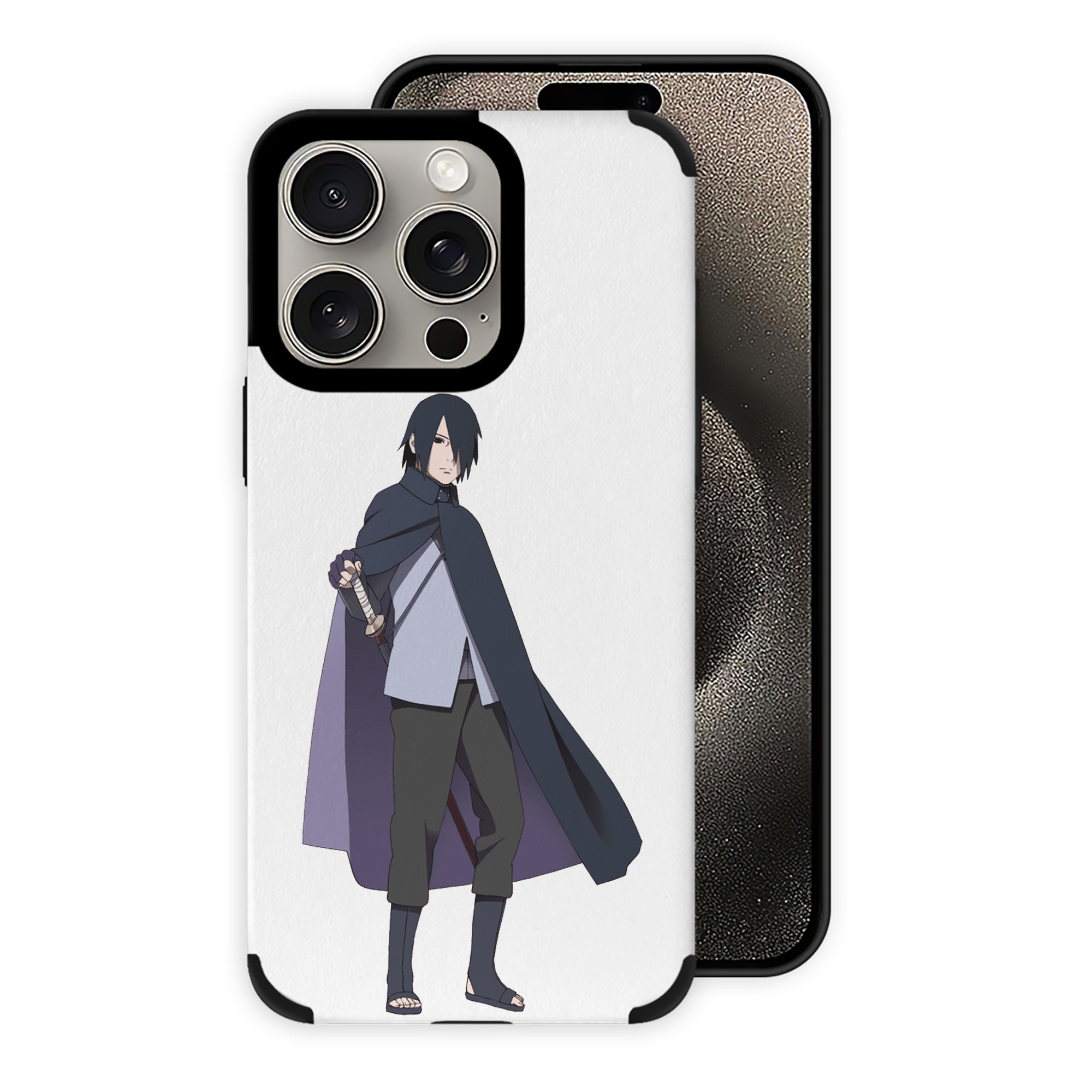 （画像用） NARUTO -ナルト- うちは サスケ Uchiha Sasuke 【iPhone15ProMax対応】 PUレザー スマホケース 耐衝撃＆黄変防止