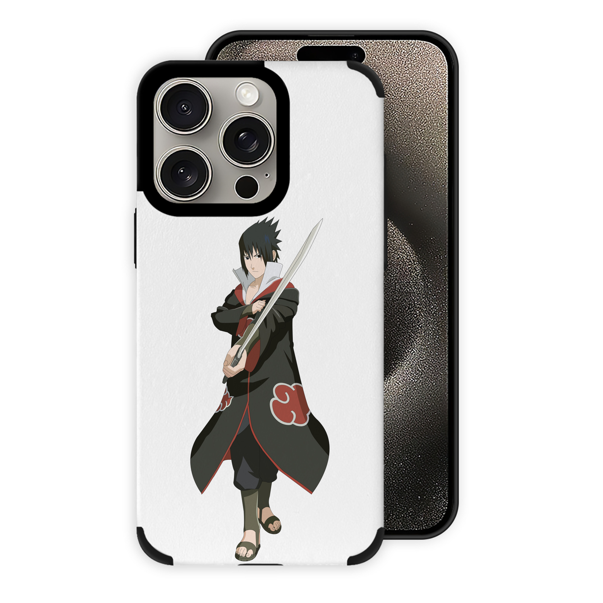 （画像用） NARUTO -ナルト- うちは サスケ Uchiha Sasuke 【iPhone15ProMax対応】 PUレザー スマホケース 耐衝撃＆黄変防止