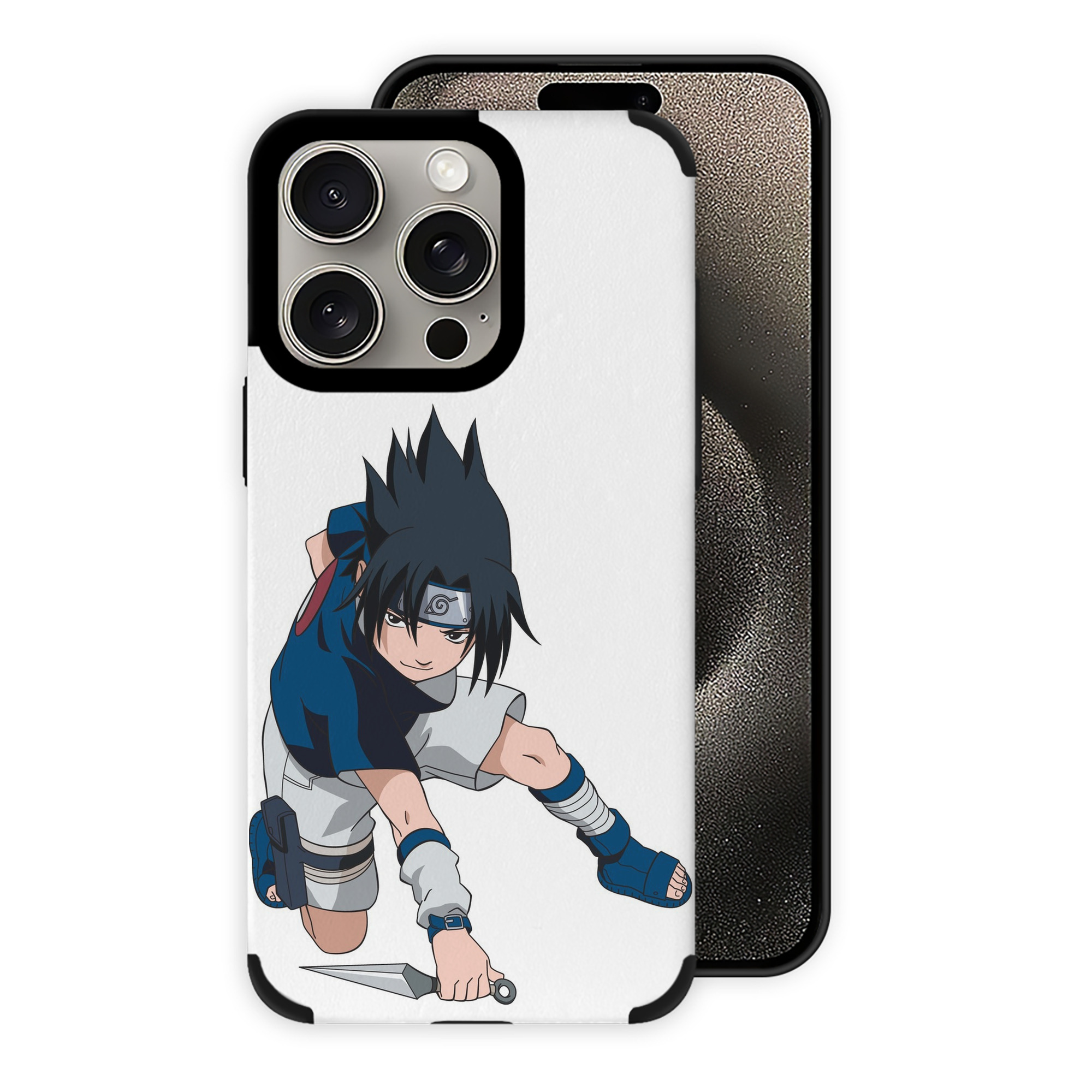 （画像用） NARUTO -ナルト- うちは サスケ Uchiha Sasuke 【iPhone15ProMax対応】 PUレザー スマホケース 耐衝撃＆黄変防止