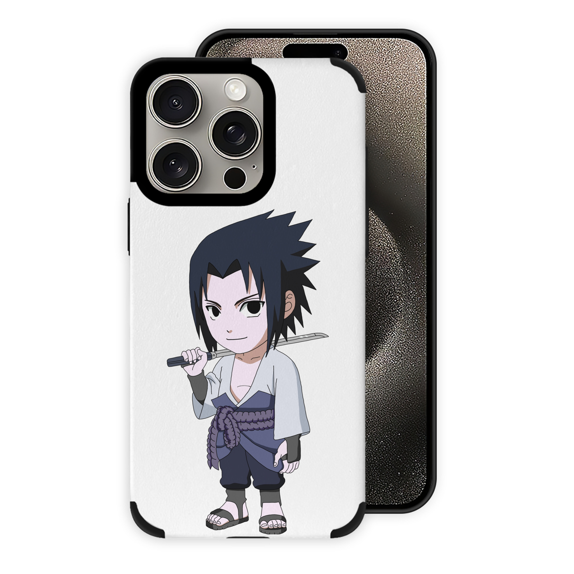 （画像用） NARUTO -ナルト- うちは サスケ Uchiha Sasuke 【iPhone15ProMax対応】 PUレザー スマホケース 耐衝撃＆黄変防止