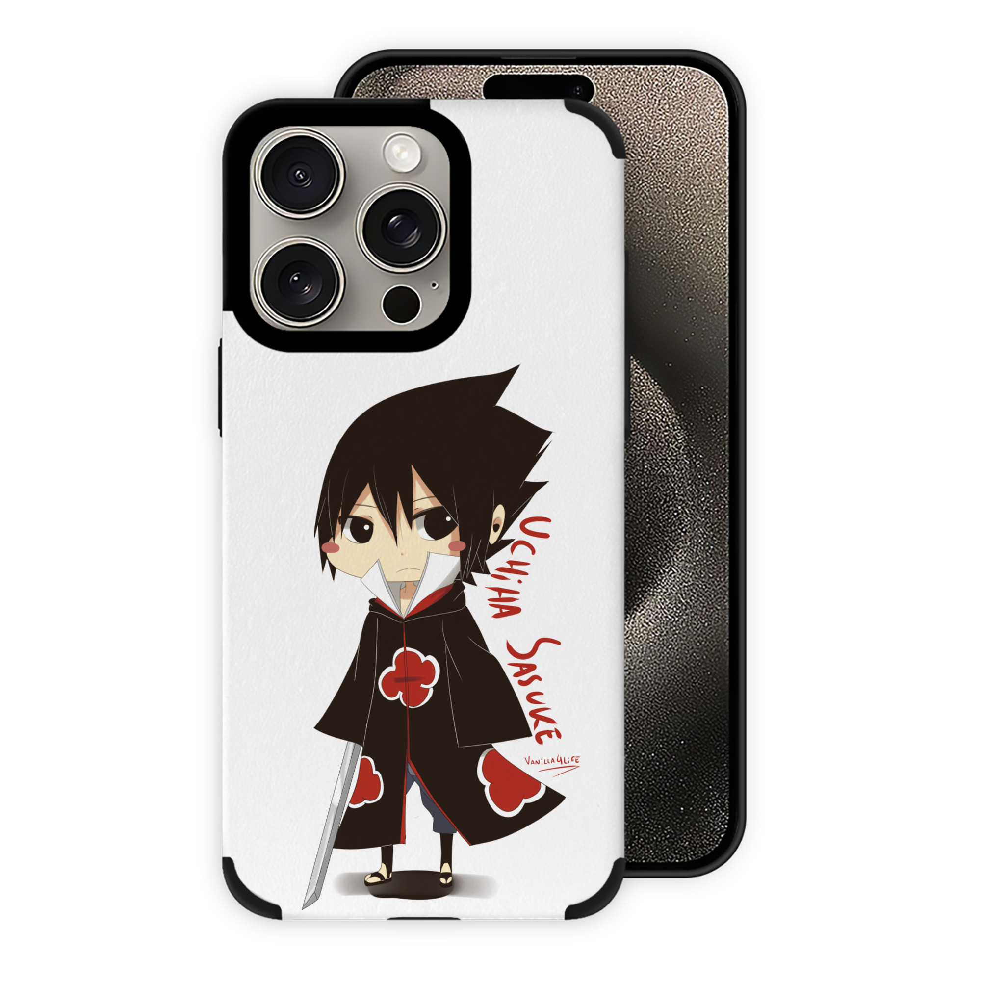 （画像用） NARUTO -ナルト- うちは サスケ Uchiha Sasuke 【iPhone15ProMax対応】 PUレザー スマホケース 耐衝撃＆黄変防止