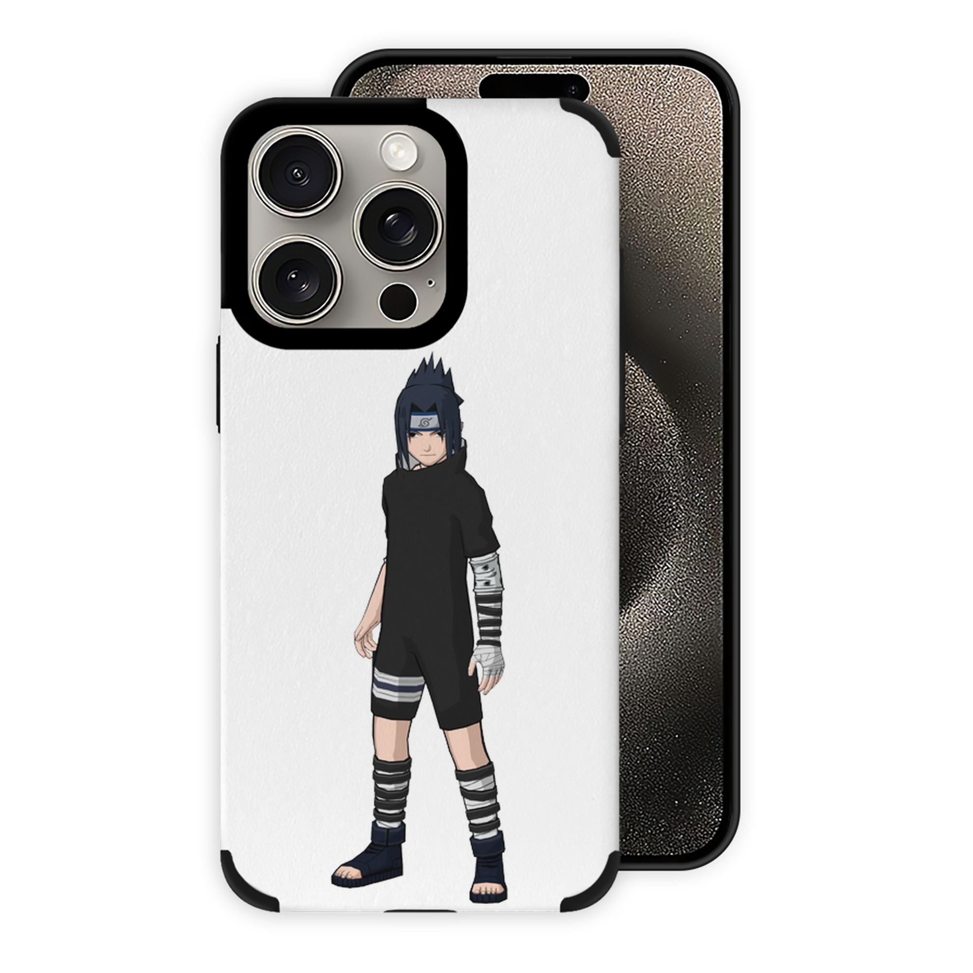 （画像用） NARUTO -ナルト- うちは サスケ Uchiha Sasuke 【iPhone15ProMax対応】 PUレザー スマホケース 耐衝撃＆黄変防止