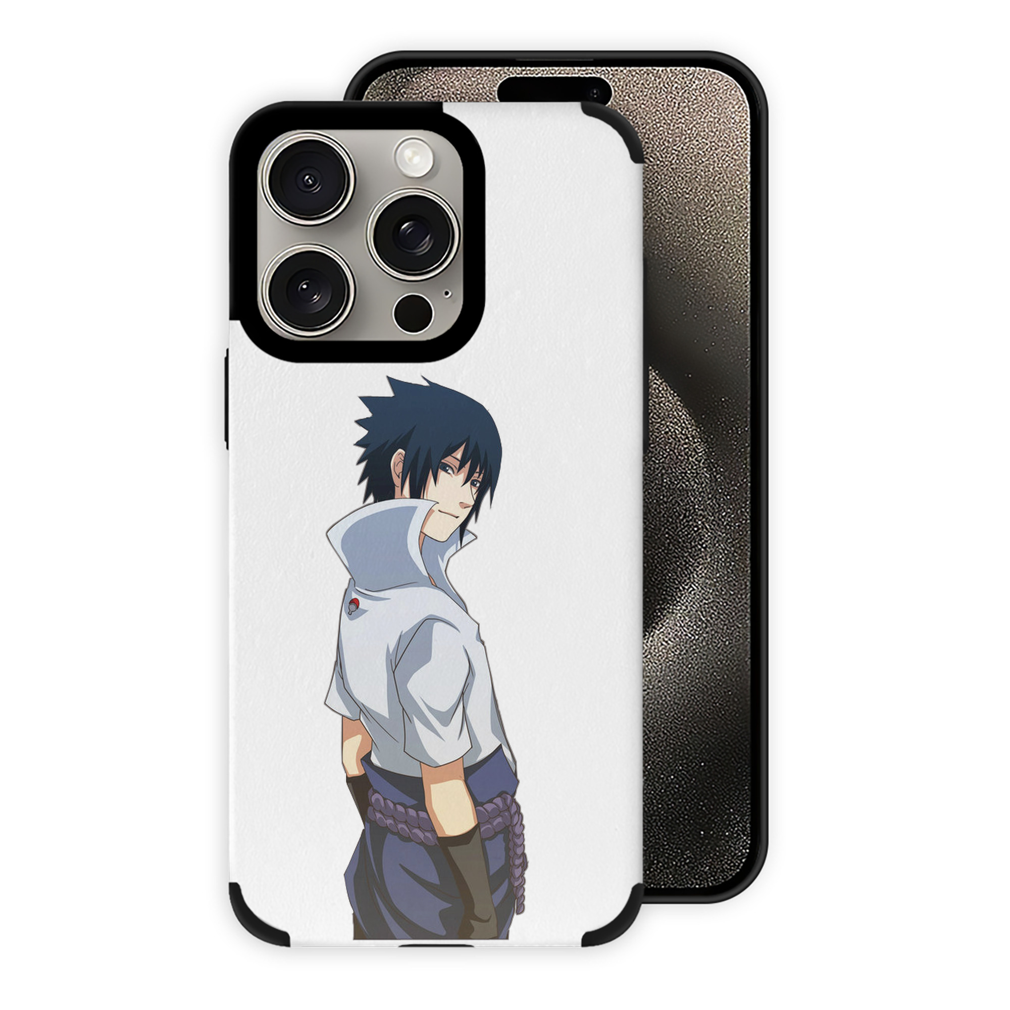 （画像用） NARUTO -ナルト- うちは サスケ Uchiha Sasuke 【iPhone15ProMax対応】 PUレザー スマホケース 耐衝撃＆黄変防止