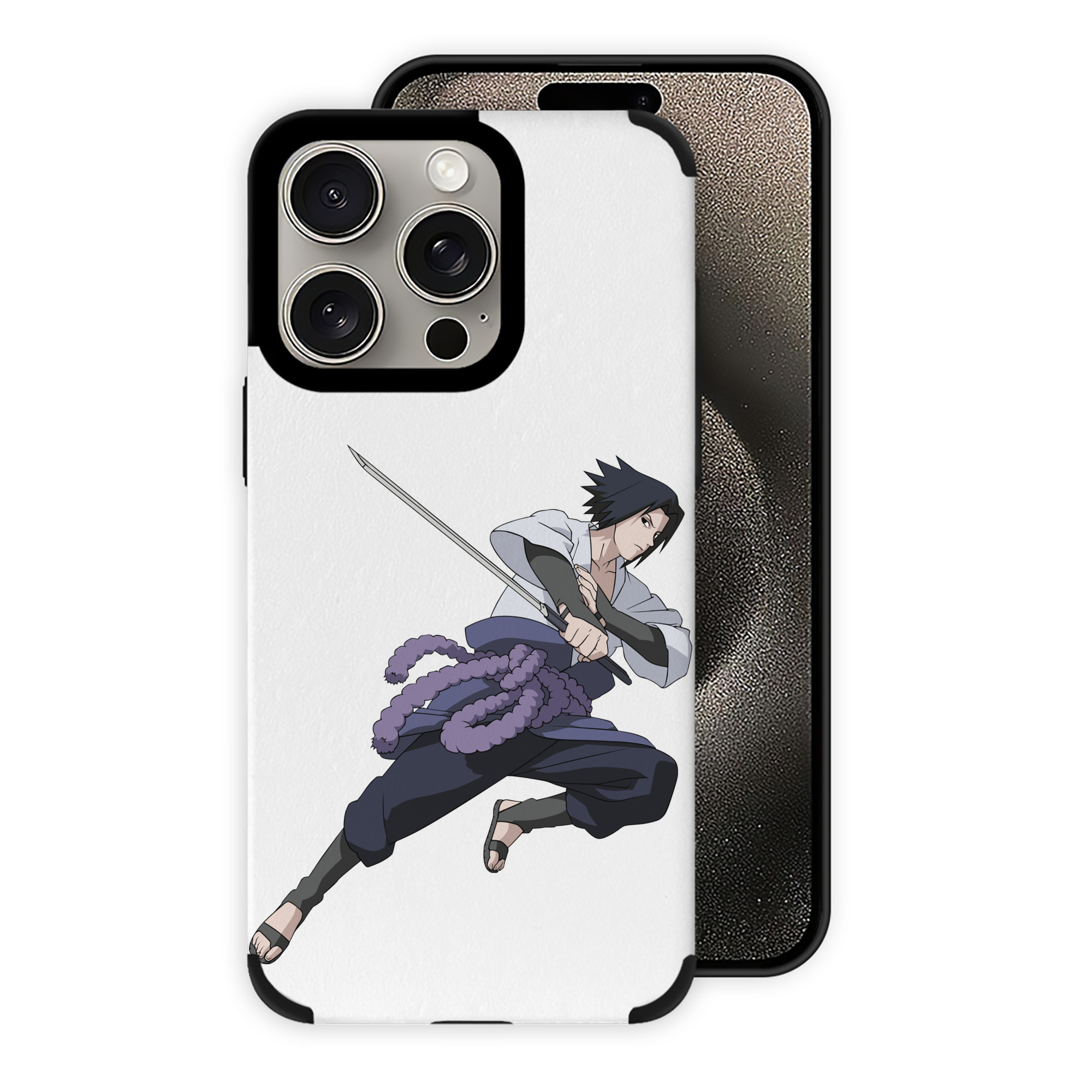 （画像用） NARUTO -ナルト- うちは サスケ Uchiha Sasuke 【iPhone15ProMax対応】 PUレザー スマホケース 耐衝撃＆黄変防止