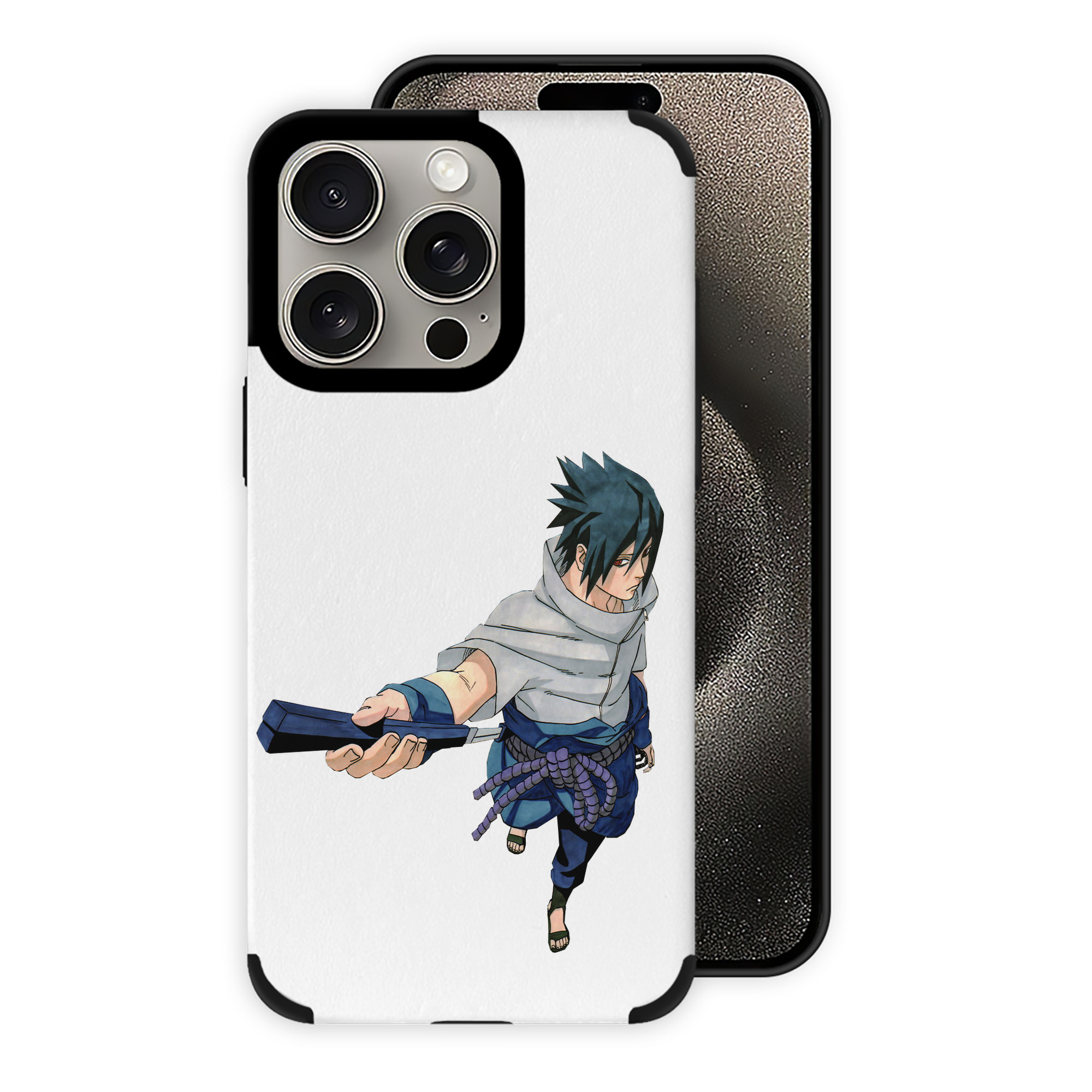 （画像用） NARUTO -ナルト- うちは サスケ Uchiha Sasuke 【iPhone15ProMax対応】 PUレザー スマホケース 耐衝撃＆黄変防止
