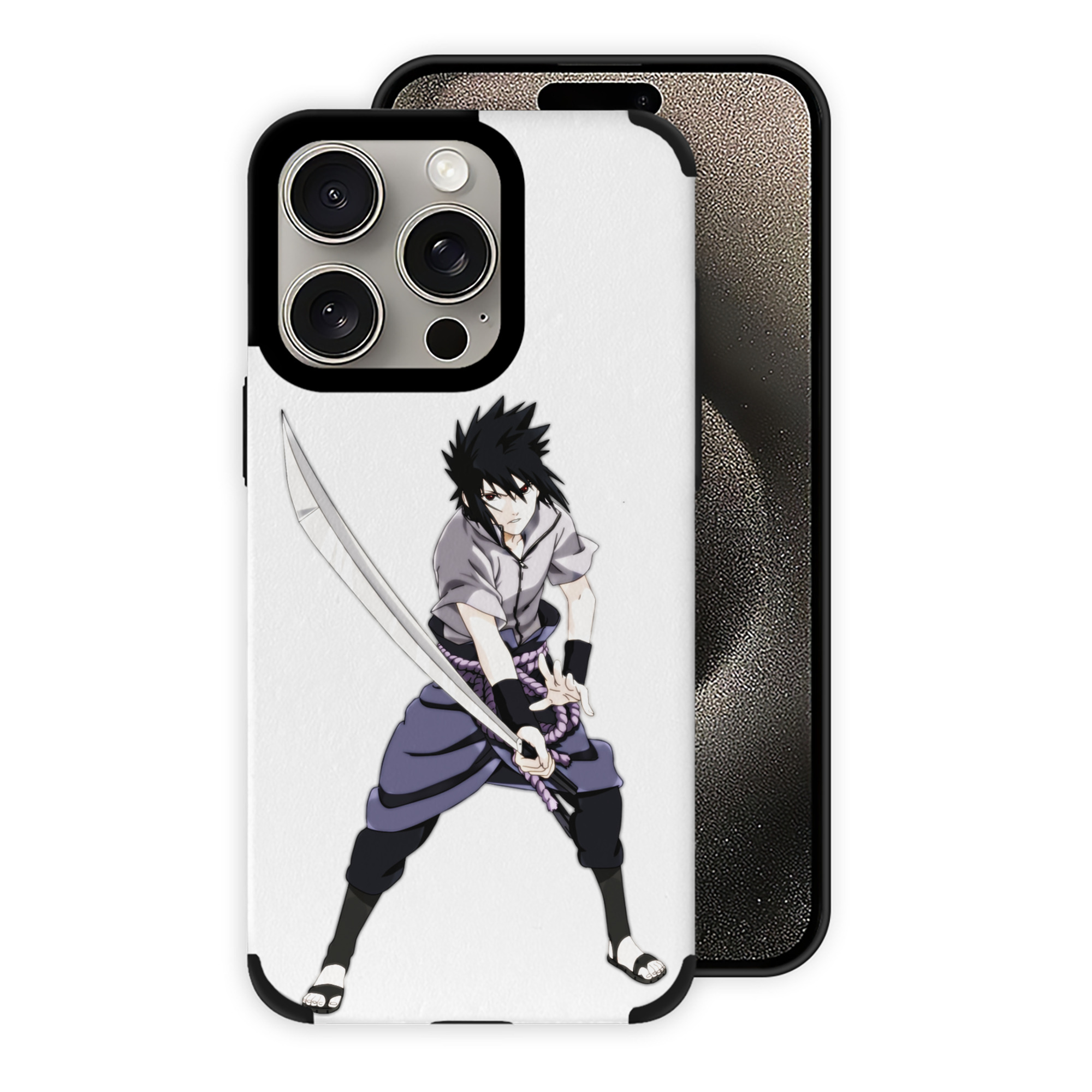 （画像用） NARUTO -ナルト- うちは サスケ Uchiha Sasuke 【iPhone15ProMax対応】 PUレザー スマホケース 耐衝撃＆黄変防止