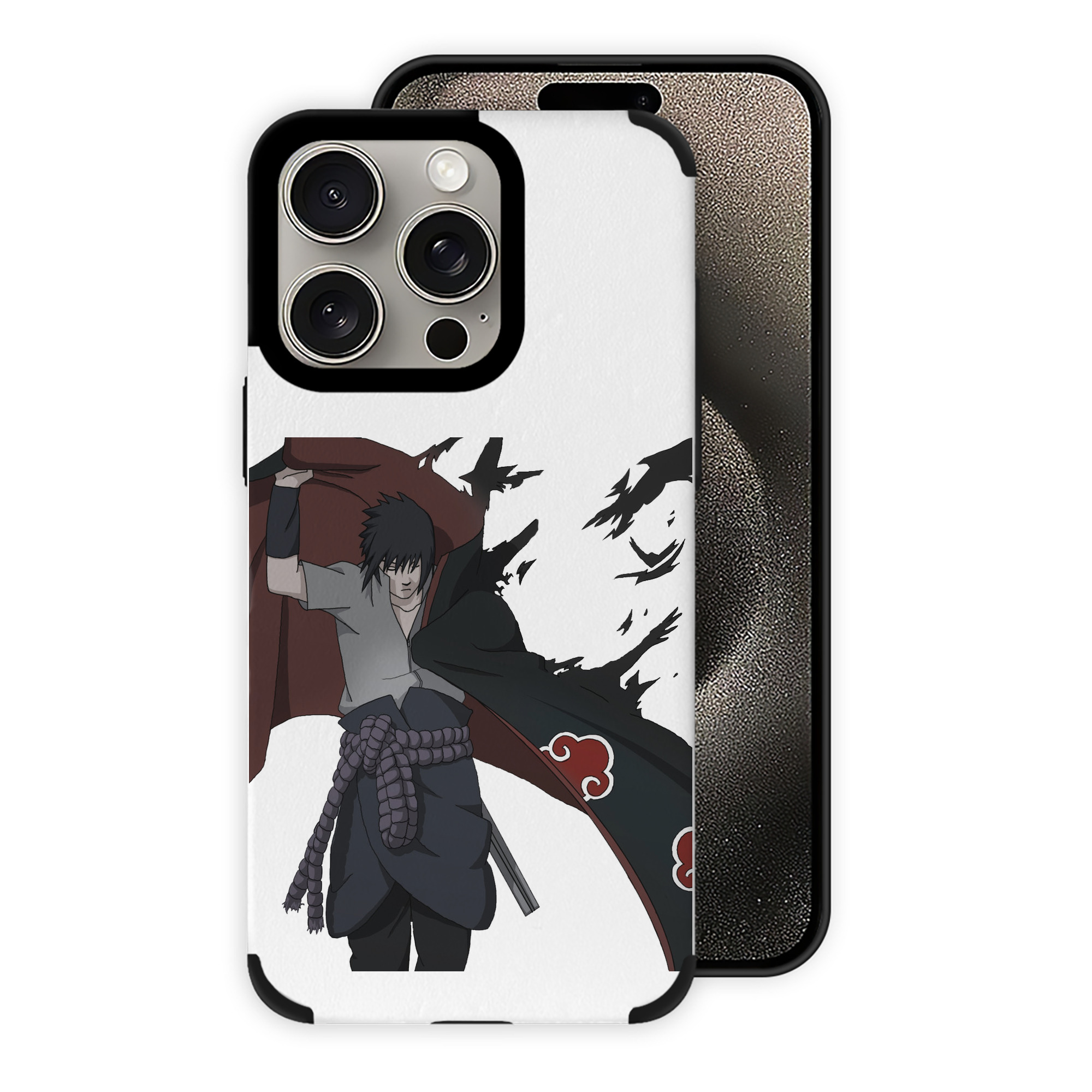 （画像用） NARUTO -ナルト- うちは サスケ Uchiha Sasuke 【iPhone15ProMax対応】 PUレザー スマホケース 耐衝撃＆黄変防止