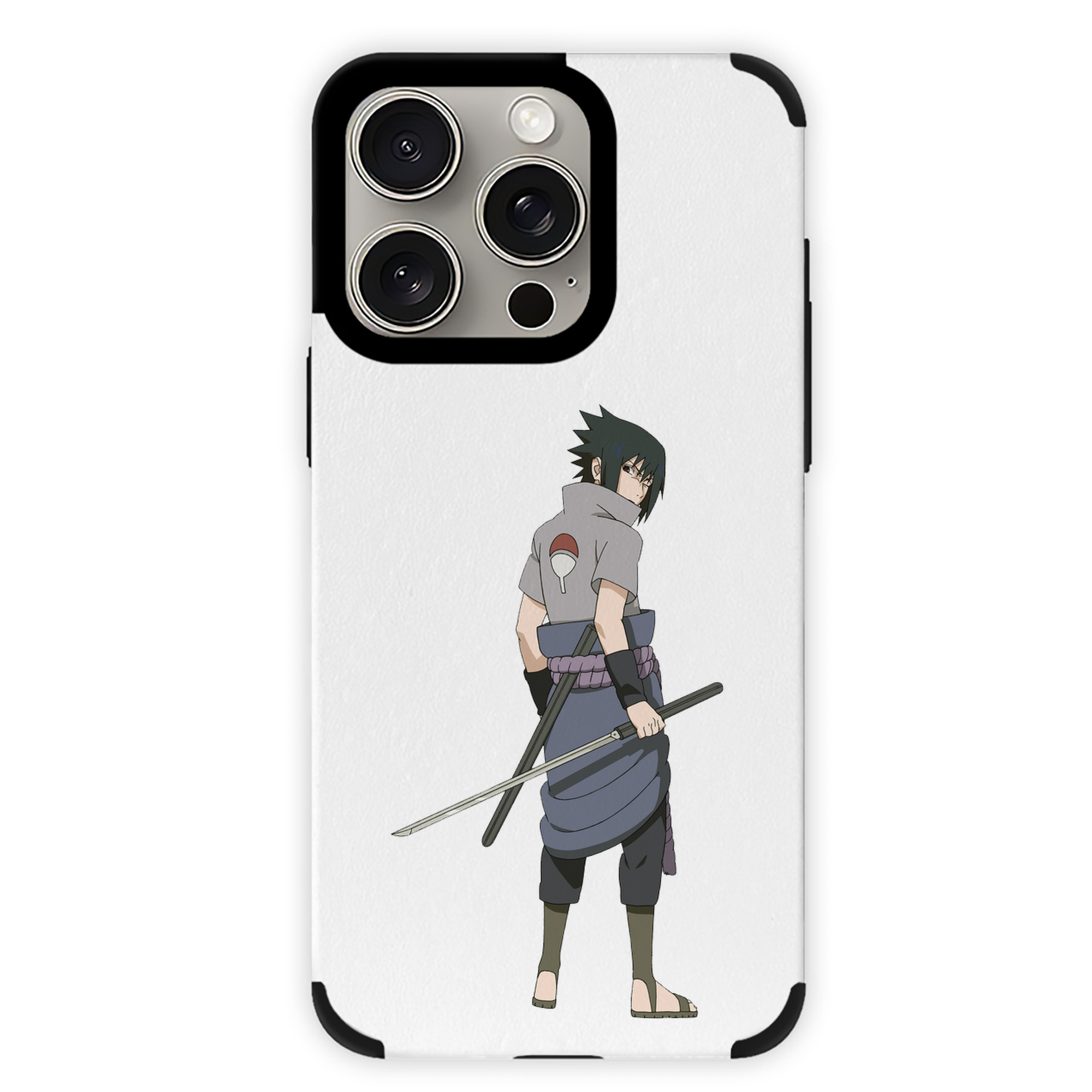 （画像用） NARUTO -ナルト- うちは サスケ Uchiha Sasuke 【iPhone15ProMax対応】 PUレザー スマホケース 耐衝撃＆黄変防止