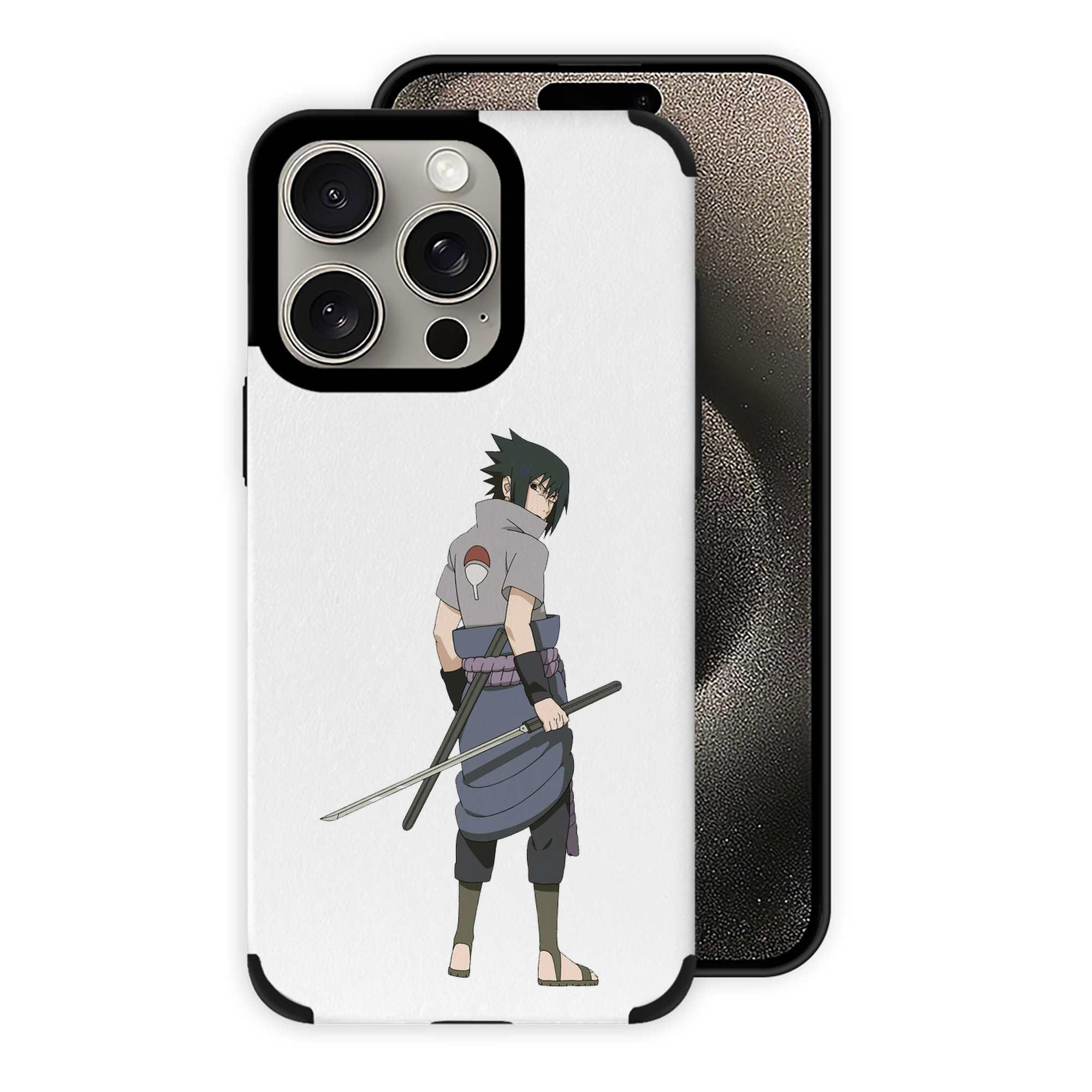 （画像用） NARUTO -ナルト- うちは サスケ Uchiha Sasuke 【iPhone15ProMax対応】 PUレザー スマホケース 耐衝撃＆黄変防止