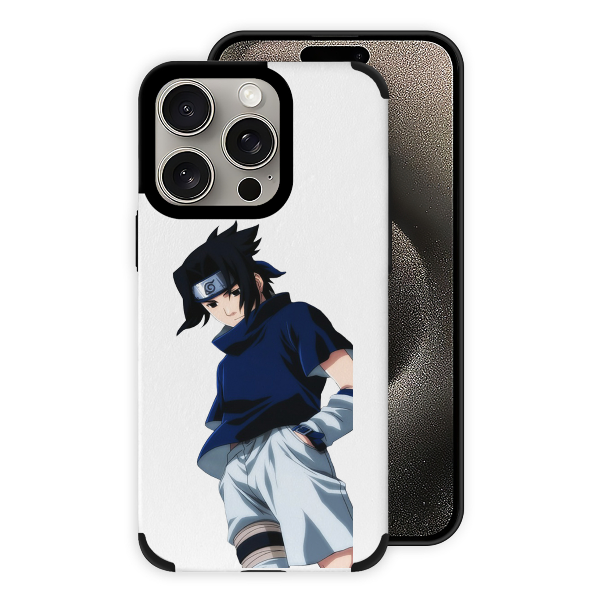 （画像用） NARUTO -ナルト- うちは サスケ Uchiha Sasuke 【iPhone15ProMax対応】 PUレザー スマホケース 耐衝撃＆黄変防止