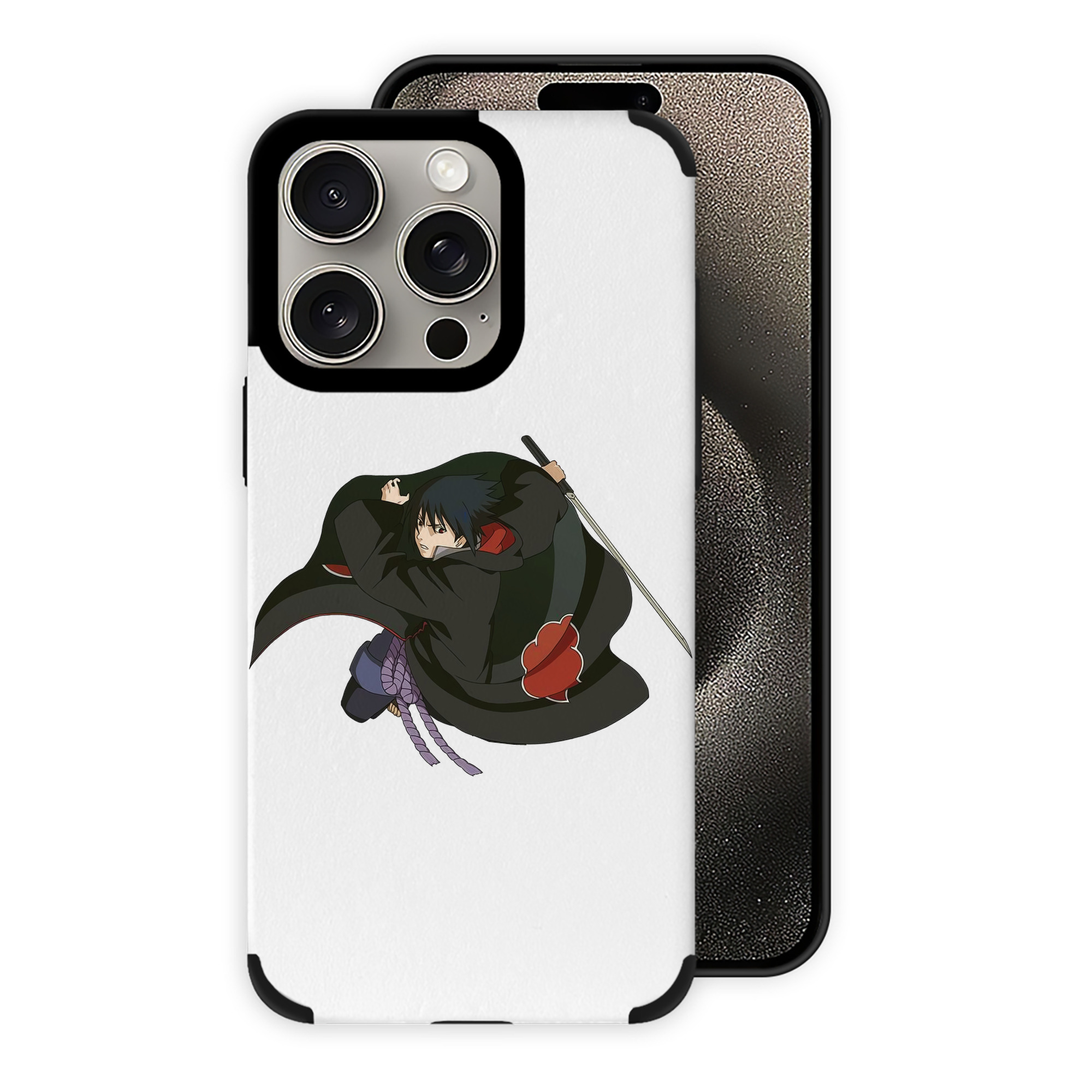 （画像用） NARUTO -ナルト- うちは サスケ Uchiha Sasuke 【iPhone15ProMax対応】 PUレザー スマホケース 耐衝撃＆黄変防止