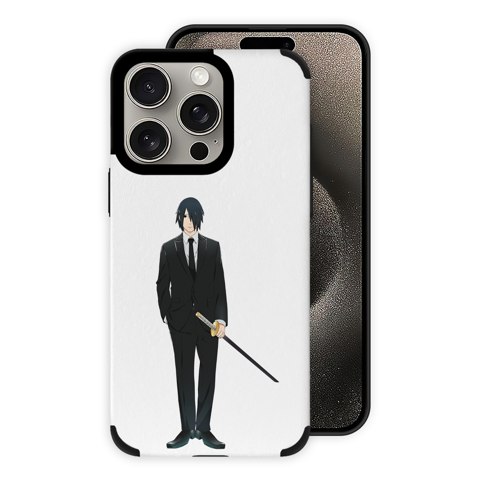 （画像用） NARUTO -ナルト- うちは サスケ Uchiha Sasuke 【iPhone15ProMax対応】 PUレザー スマホケース 耐衝撃＆黄変防止