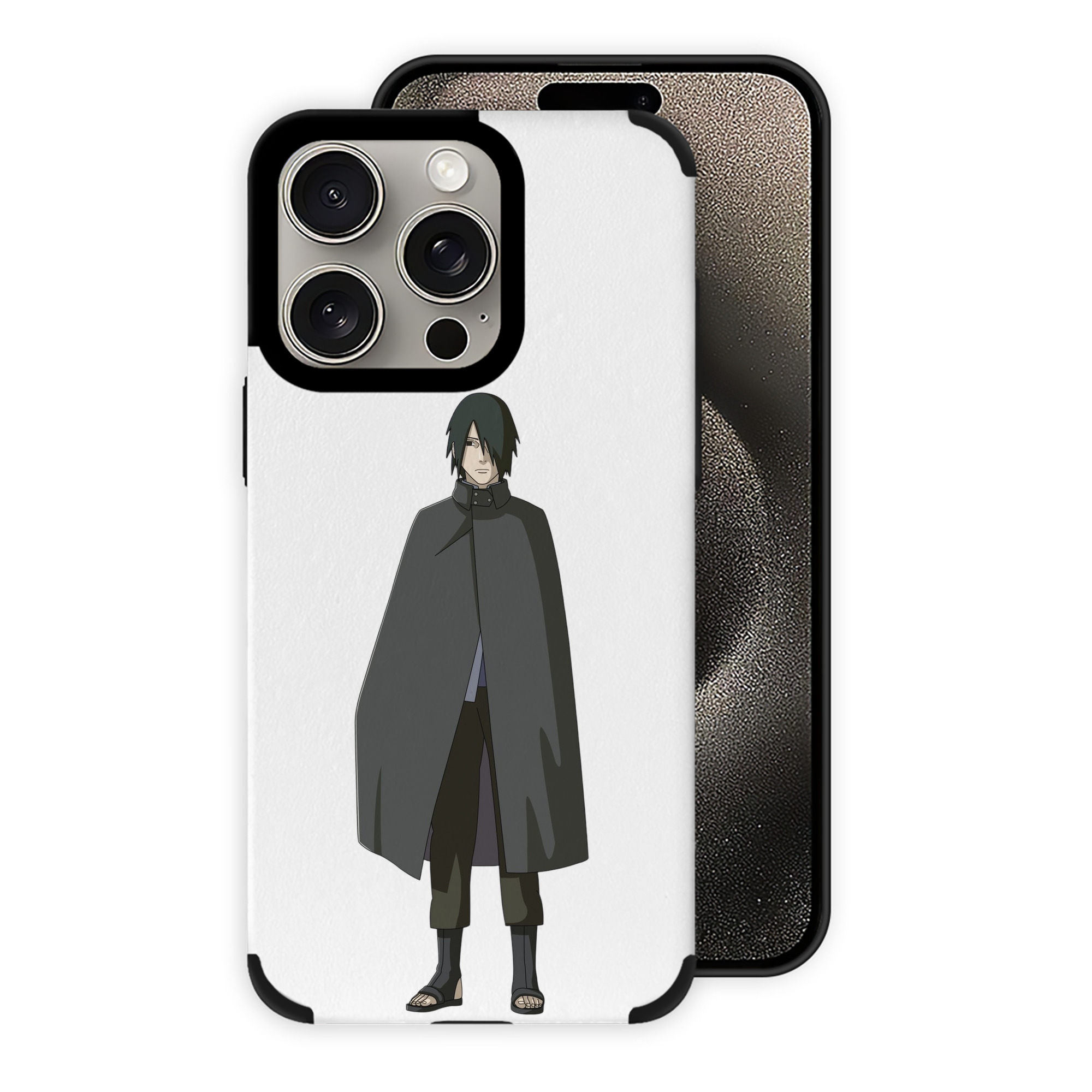 （画像用） NARUTO -ナルト- うちは サスケ Uchiha Sasuke 【iPhone15ProMax対応】 PUレザー スマホケース 耐衝撃＆黄変防止