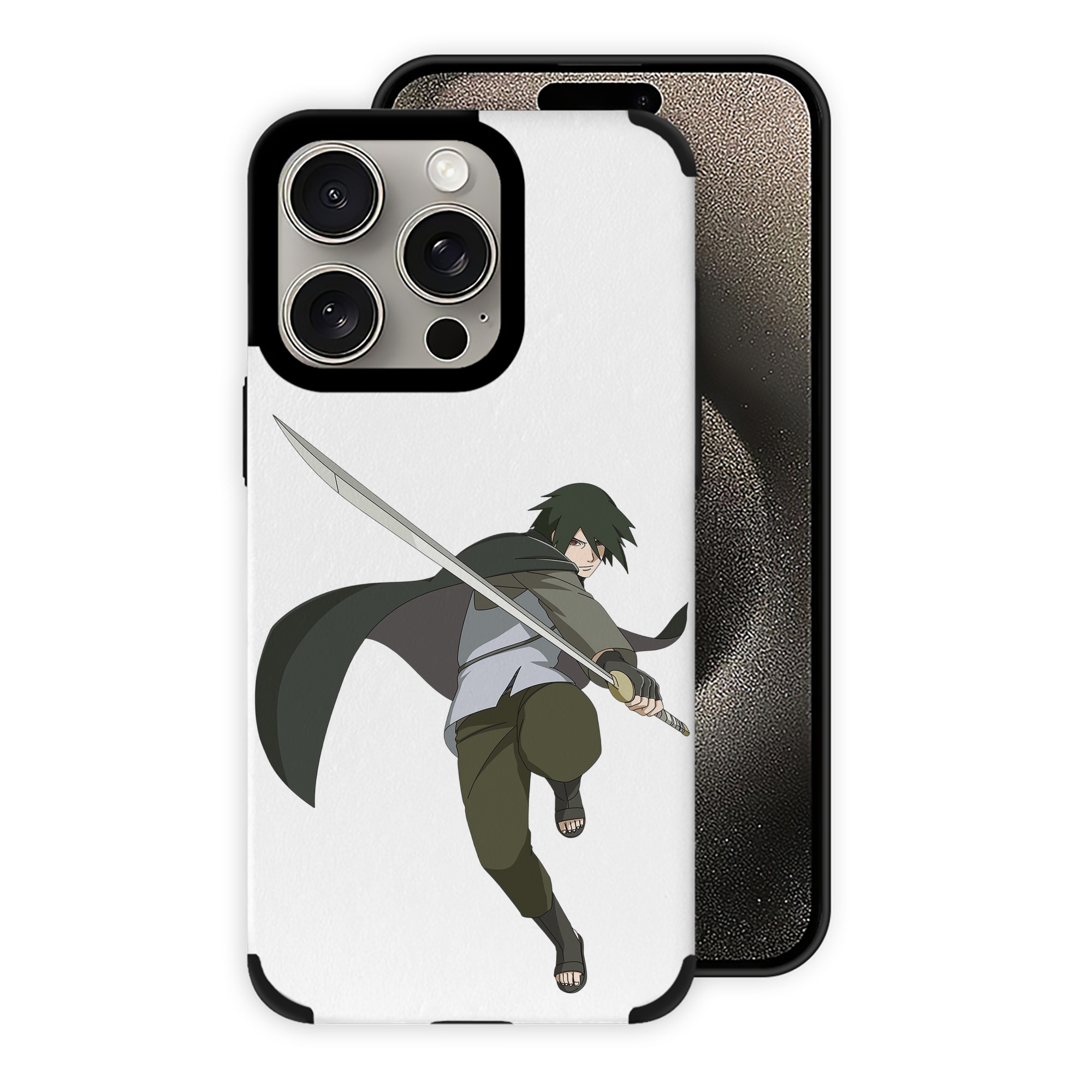 （画像用） NARUTO -ナルト- うちは サスケ Uchiha Sasuke 【iPhone15ProMax対応】 PUレザー スマホケース 耐衝撃＆黄変防止