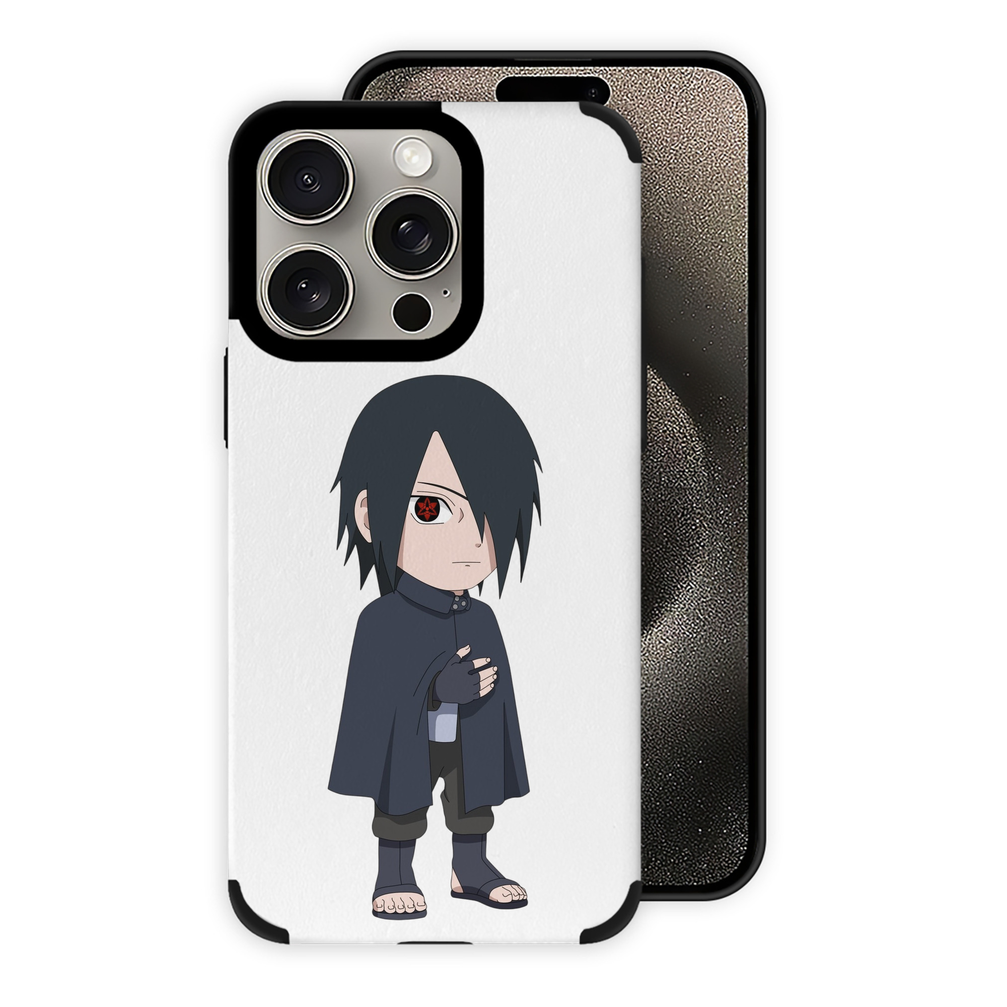 （画像用） NARUTO -ナルト- うちは サスケ Uchiha Sasuke 【iPhone15ProMax対応】 PUレザー スマホケース 耐衝撃＆黄変防止