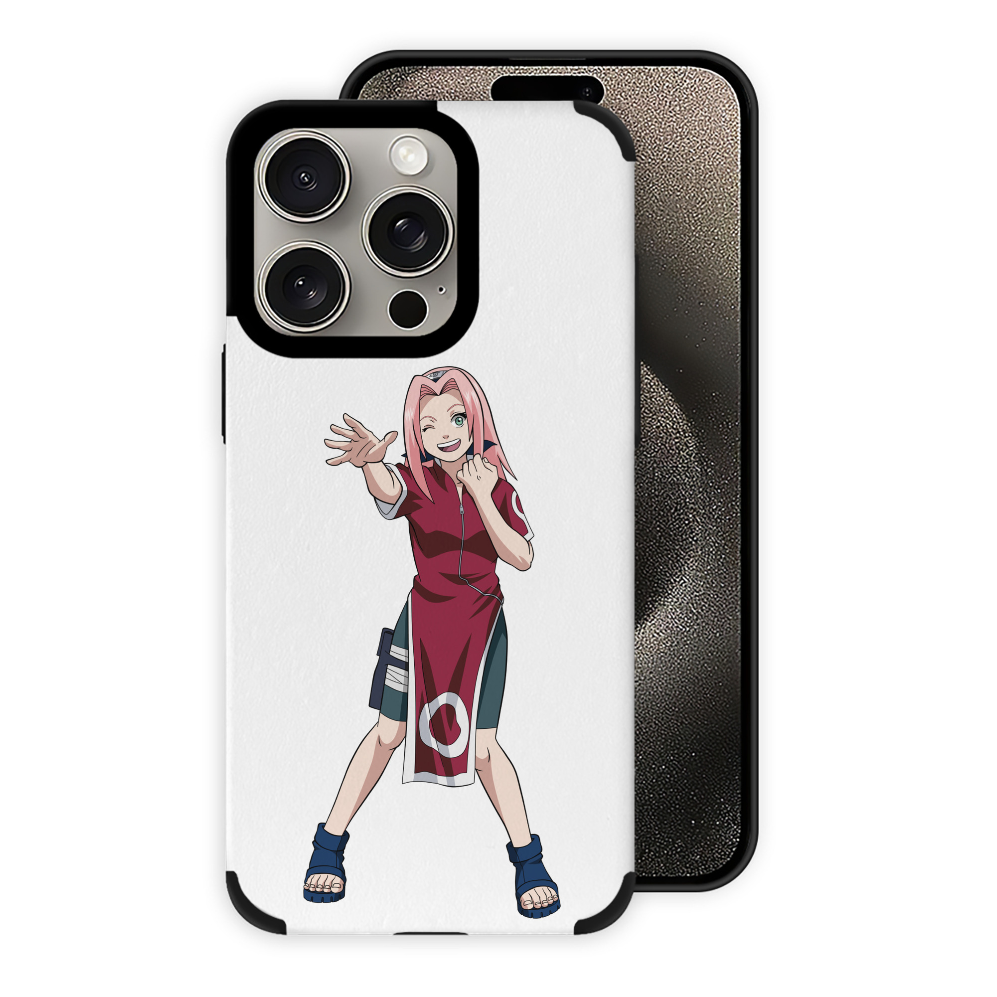 （画像用） NARUTO -ナルト- 春野サクラ Haruno Sakura 【iPhone15ProMax対応】 PUレザー スマホケース 耐衝撃＆黄変防止