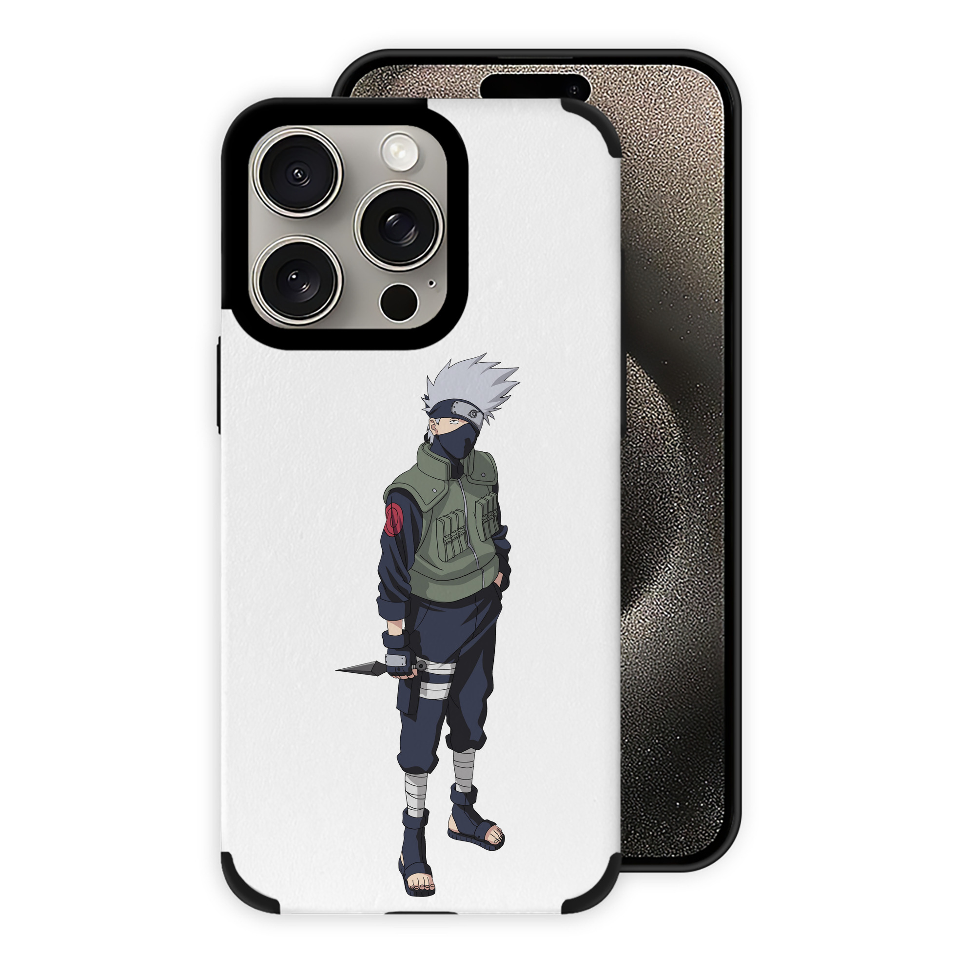 （画像用） NARUTO -ナルト- はたけ カカシ Hatake Kakashi 【iPhone15ProMax対応】 PUレザー スマホケース 耐衝撃＆黄変防止