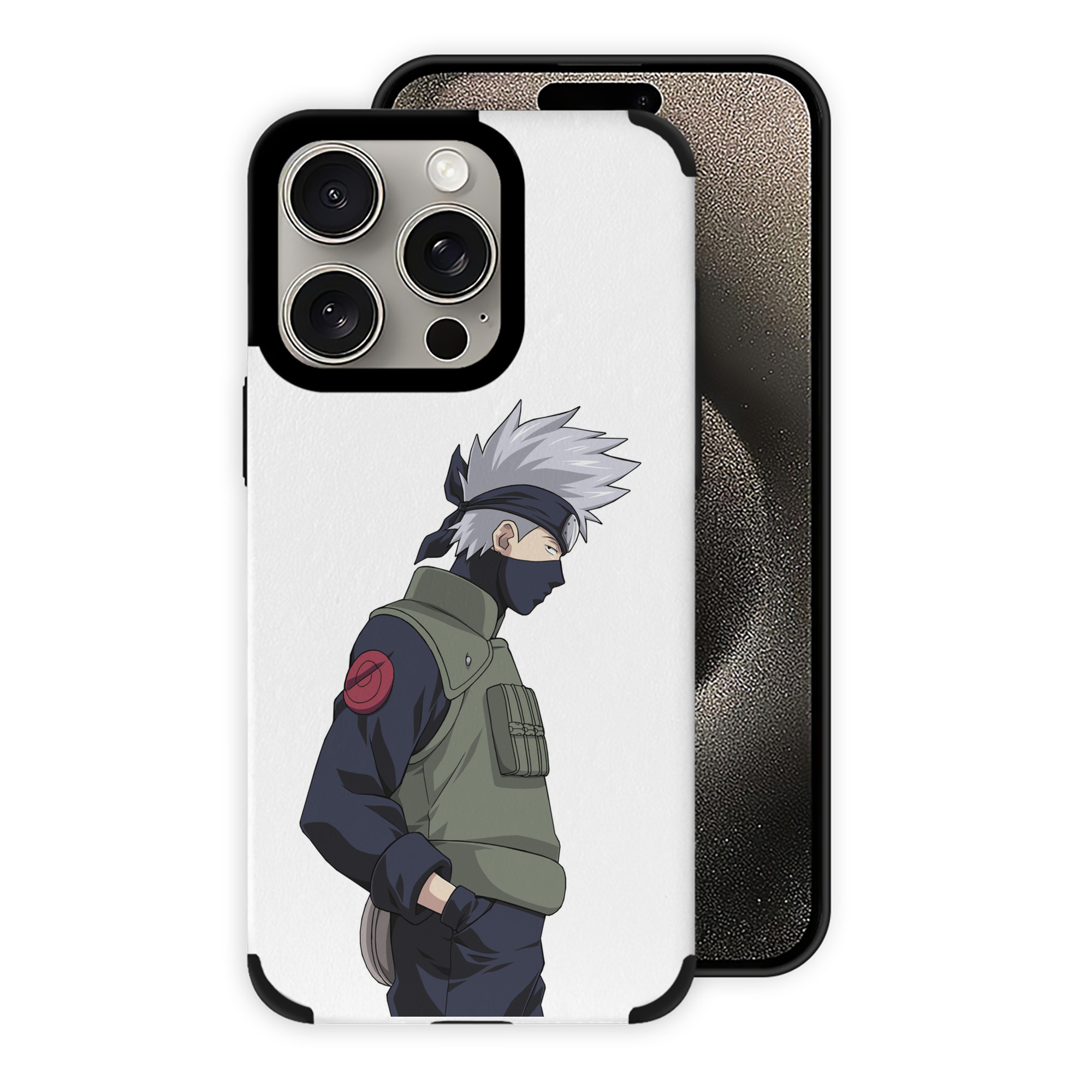 （画像用） NARUTO -ナルト- はたけ カカシ Hatake Kakashi 【iPhone15ProMax対応】 PUレザー スマホケース 耐衝撃＆黄変防止