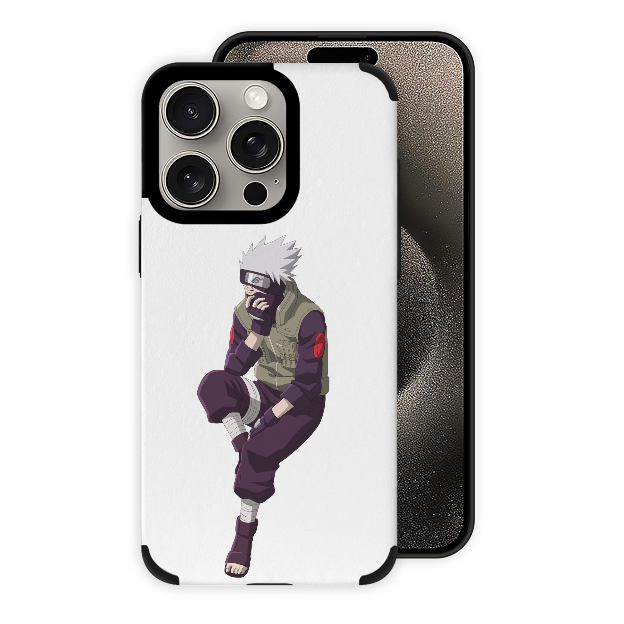 （画像用） NARUTO -ナルト- はたけ カカシ Hatake Kakashi 【iPhone15ProMax対応】 PUレザー スマホケース 耐衝撃＆黄変防止