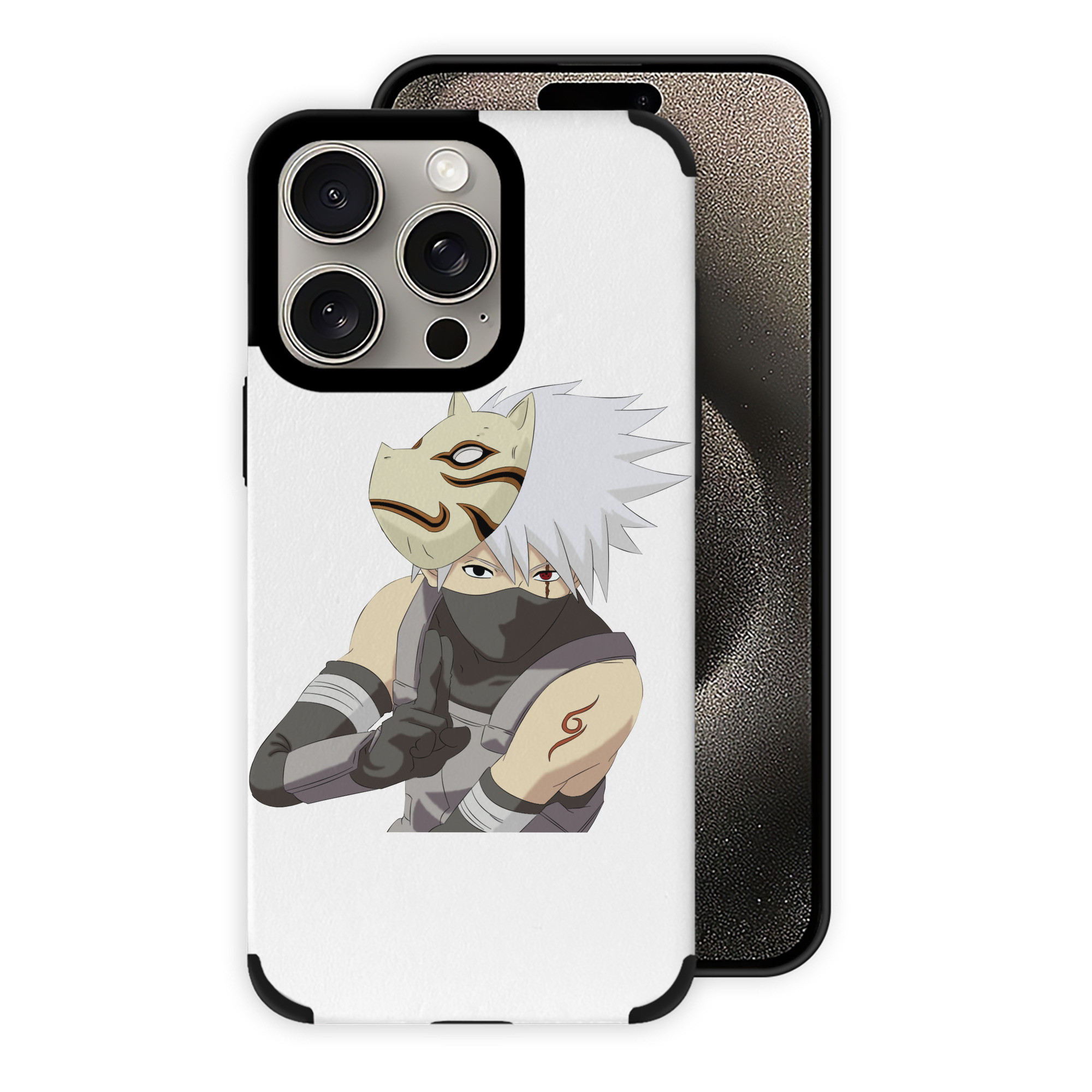 （画像用） NARUTO -ナルト- はたけ カカシ Hatake Kakashi 【iPhone15ProMax対応】 PUレザー スマホケース 耐衝撃＆黄変防止