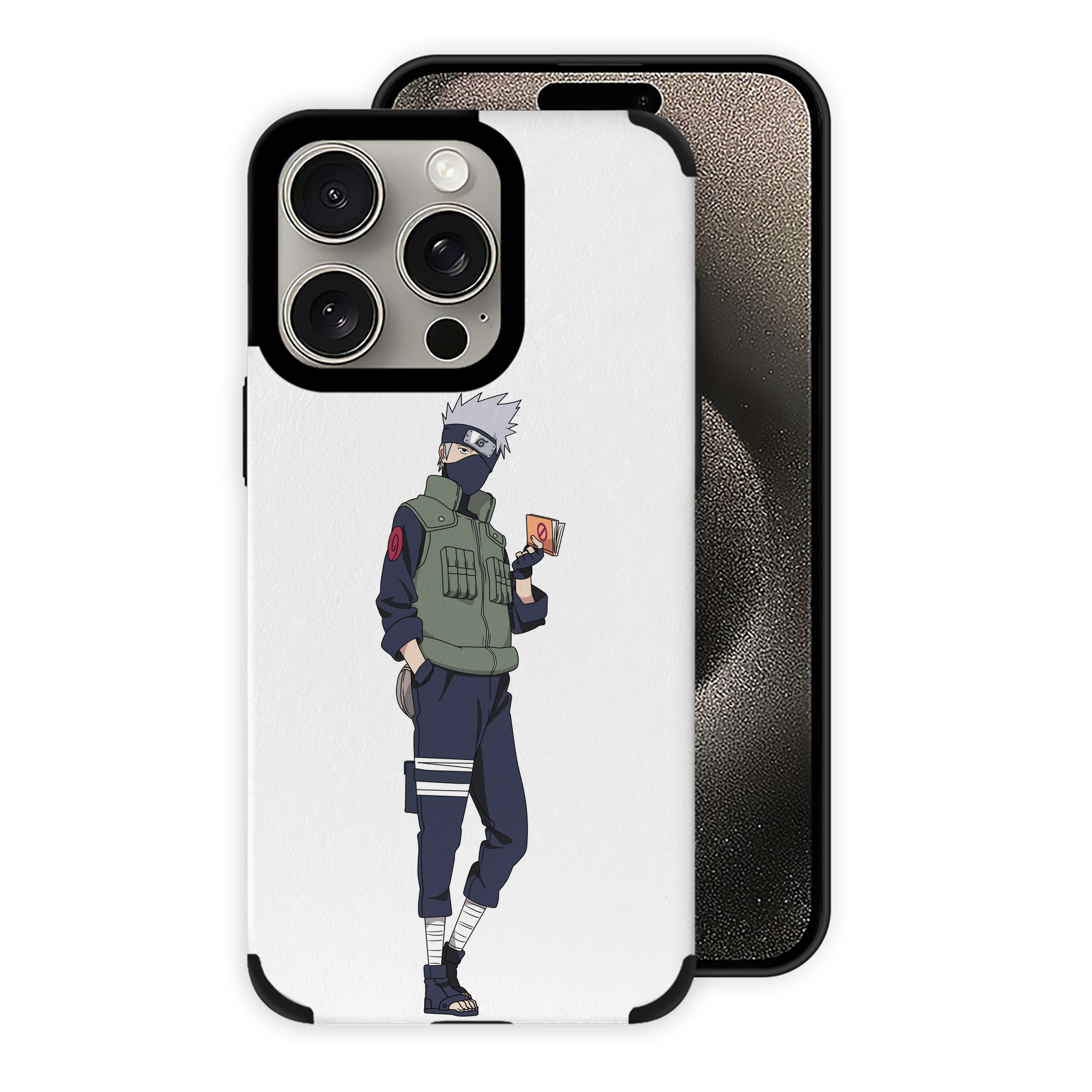 （画像用） NARUTO -ナルト- はたけ カカシ Hatake Kakashi 【iPhone15ProMax対応】 PUレザー スマホケース 耐衝撃＆黄変防止
