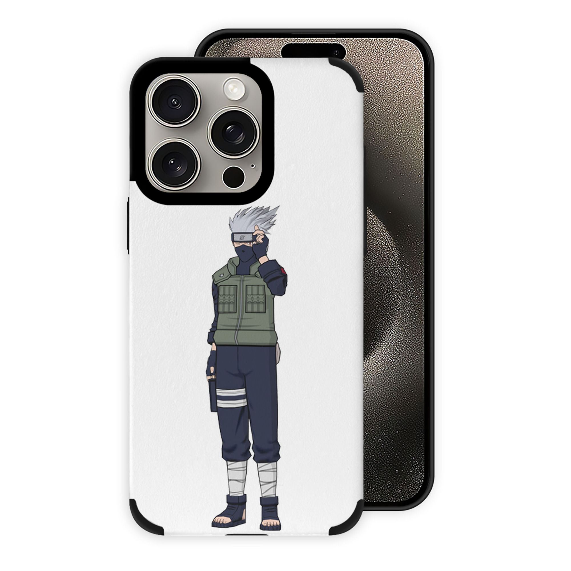 （画像用） NARUTO -ナルト- はたけ カカシ Hatake Kakashi 【iPhone15ProMax対応】 PUレザー スマホケース 耐衝撃＆黄変防止