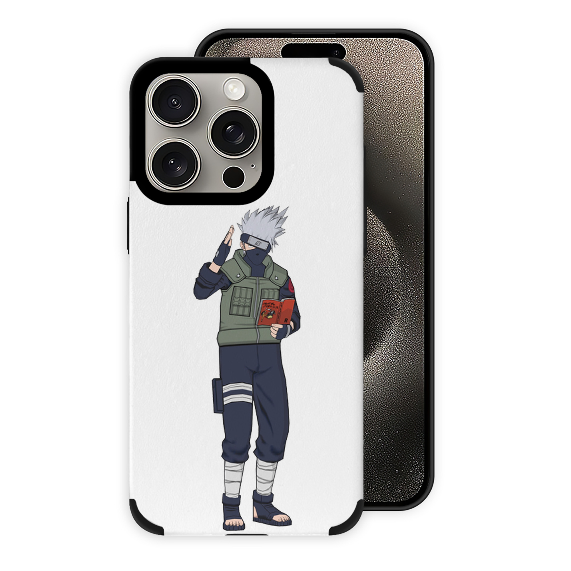 （画像用） NARUTO -ナルト- はたけ カカシ Hatake Kakashi 【iPhone15ProMax対応】 PUレザー スマホケース 耐衝撃＆黄変防止