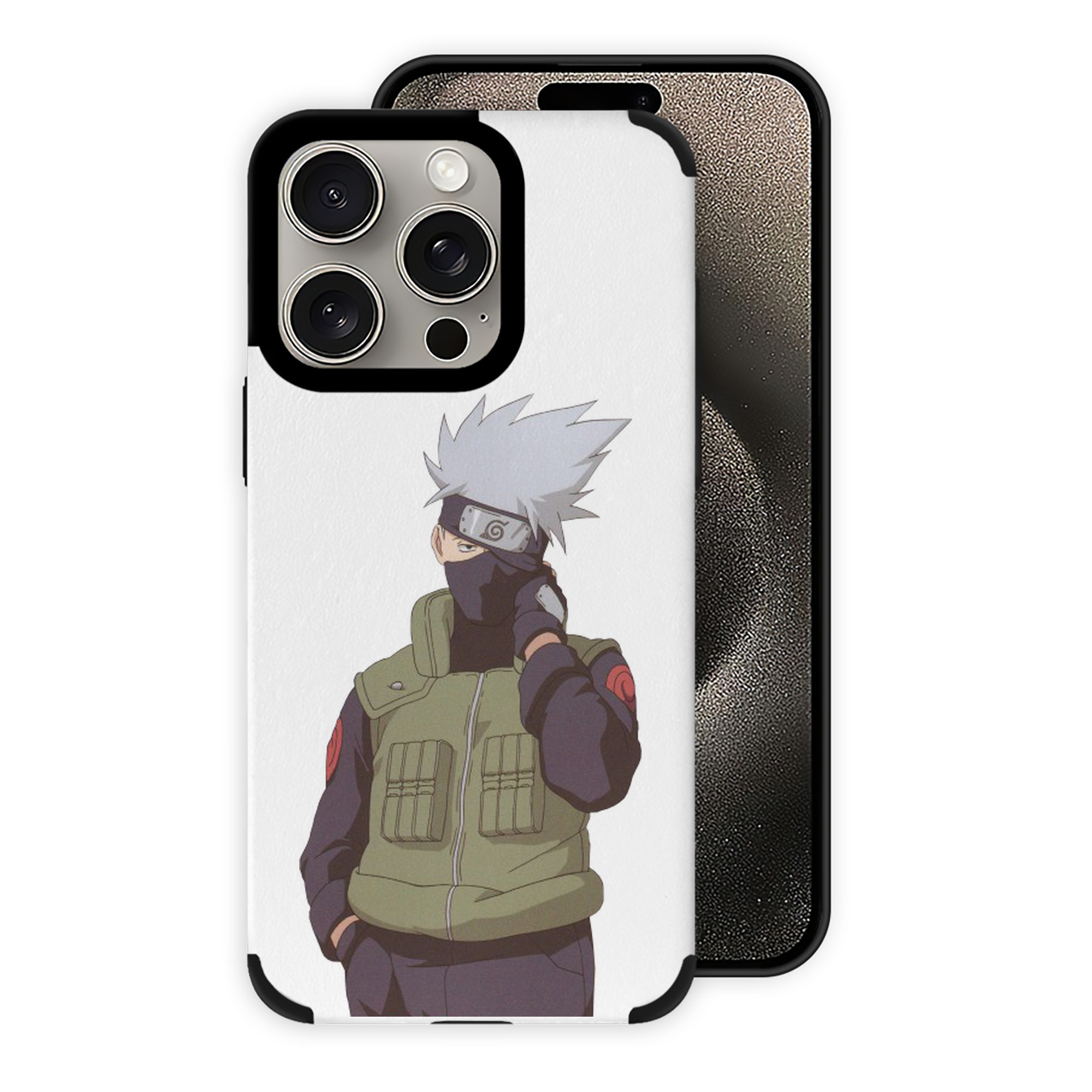 （画像用） NARUTO -ナルト- はたけ カカシ Hatake Kakashi 【iPhone15ProMax対応】 PUレザー スマホケース 耐衝撃＆黄変防止