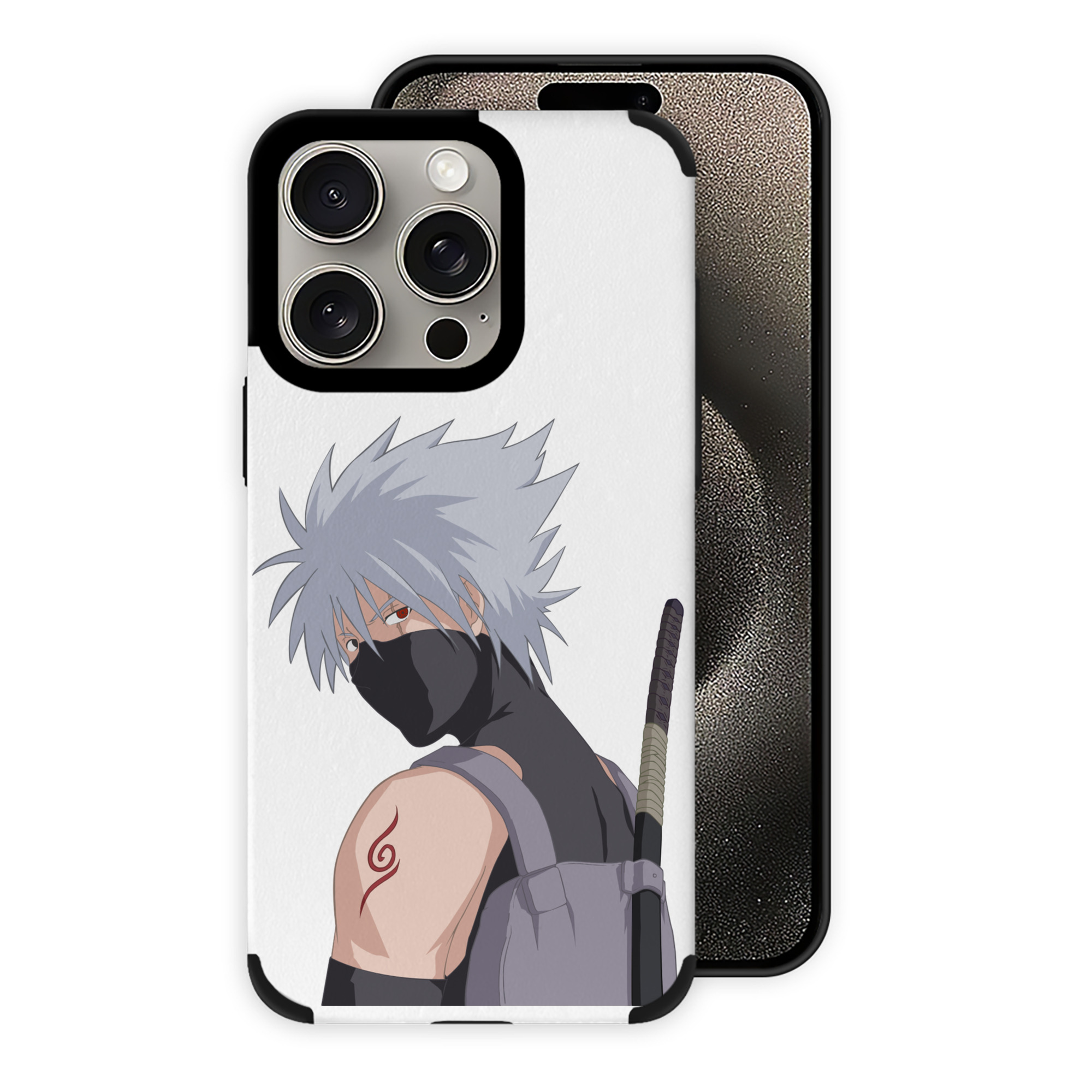 （画像用） NARUTO -ナルト- はたけ カカシ Hatake Kakashi 【iPhone15ProMax対応】 PUレザー スマホケース 耐衝撃＆黄変防止